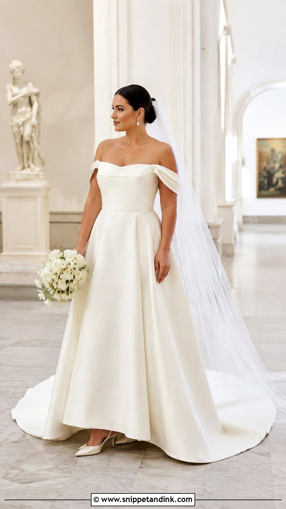 Off The Shoulder Wedding Dress - Snippet and Ink - 20 Wedding Dresses for Midsize Brides