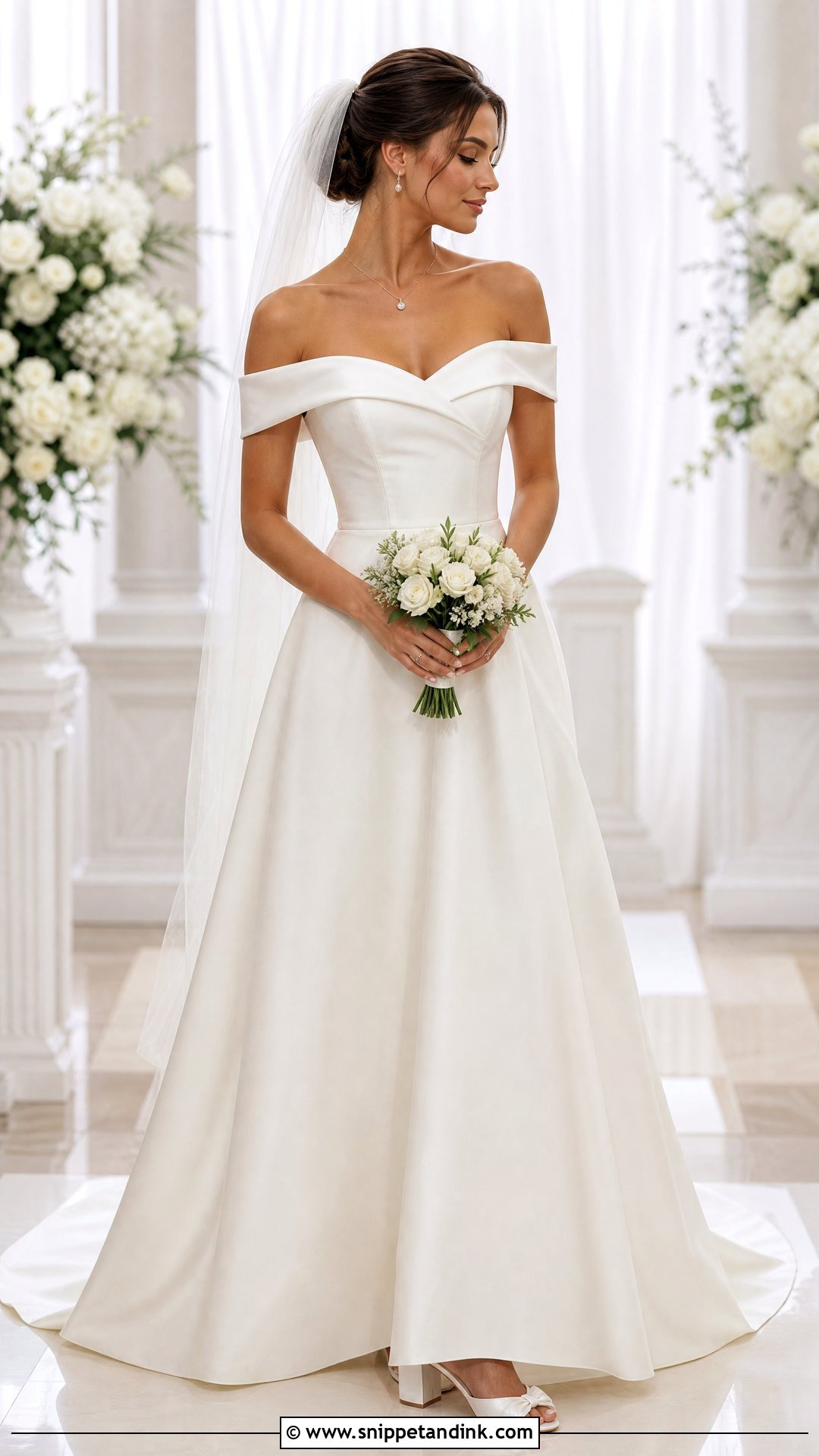 Off The Shoulder Wedding Dress - Snippet and Ink - 20 Small Chest Wedding Dress Ideas