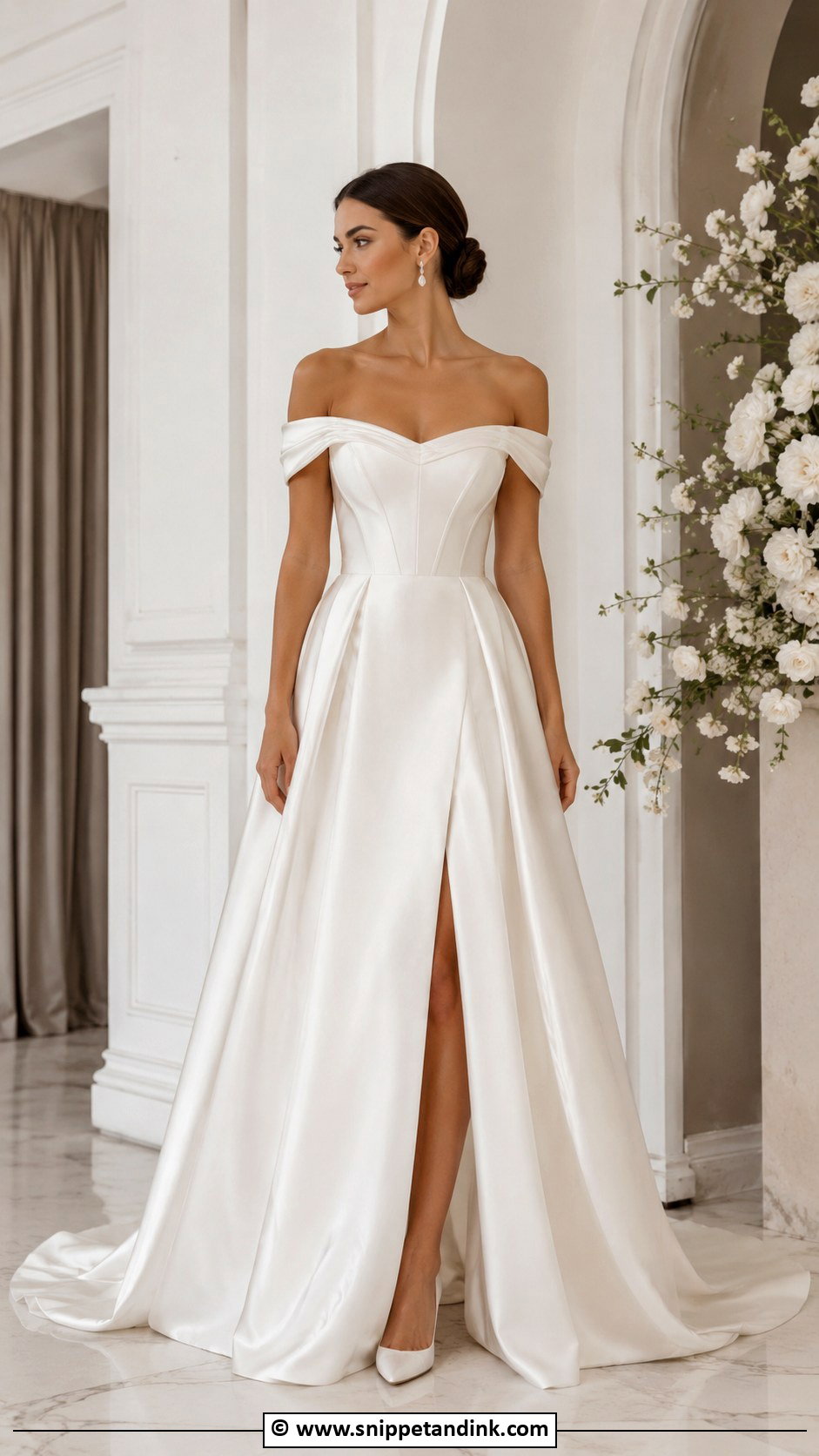 Off The Shoulder Wedding Dress - Snippet and Ink - 30 Timeless Elegant Wedding Dress Ideas