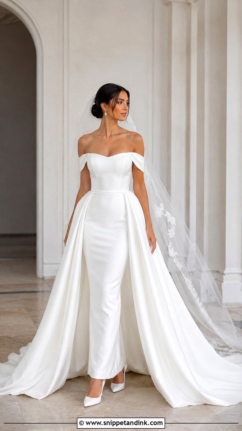 Off The Shoulder Wedding Dress With Detachable Skirt - Snippet and Ink - 20 Wedding Dresses with Detachable Skirt
