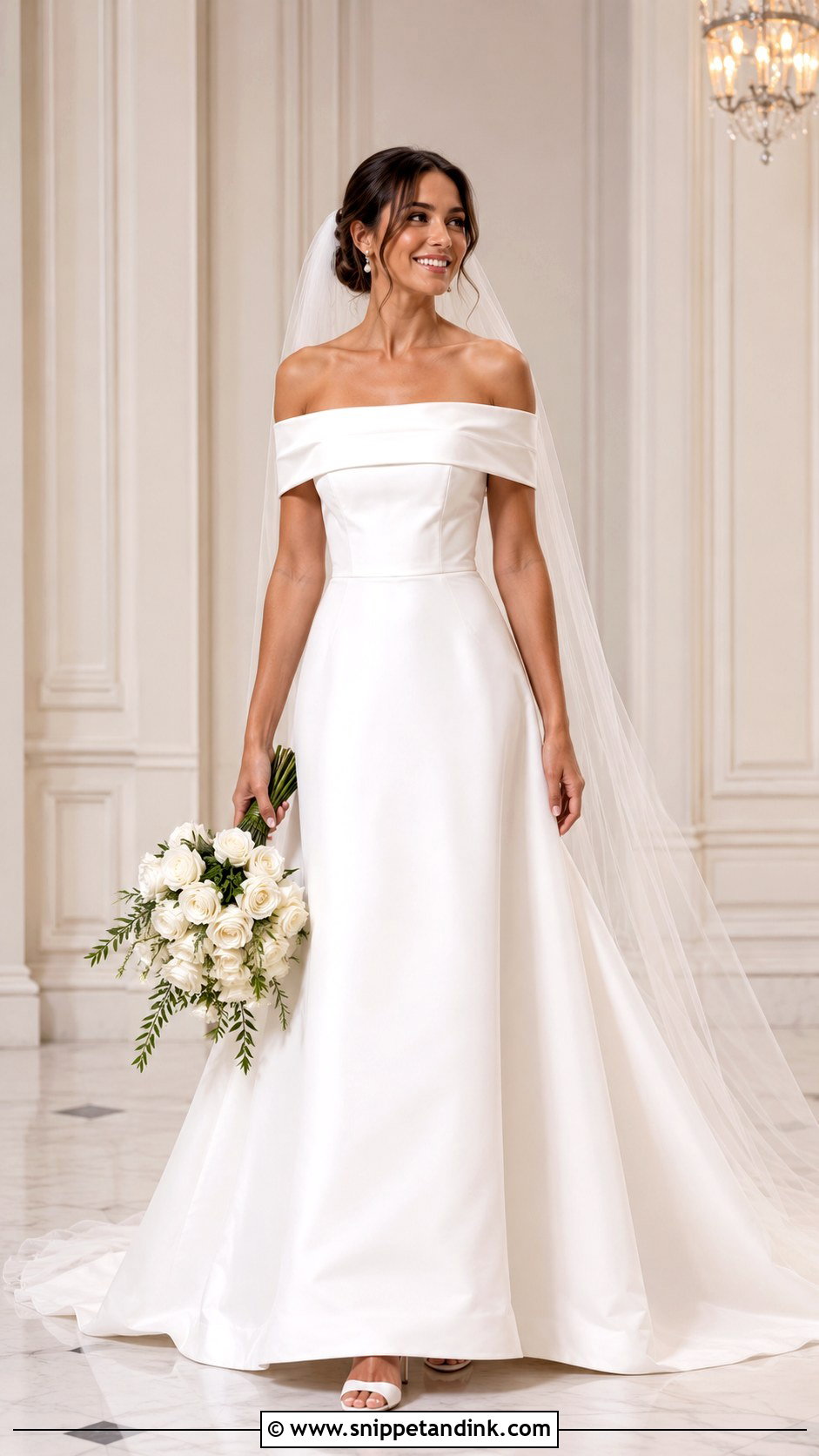 Off The Shoulder Wedding Gown - Snippet and Ink - 20 Modern Minimalist Wedding Gown Ideas
