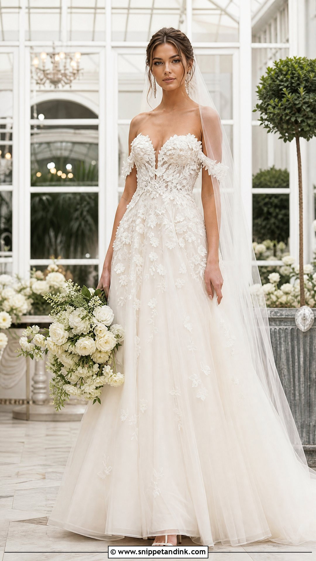 Off White 3D Floral Wedding Gown - Snippet and Ink - 20 Off White Wedding Gown Ideas