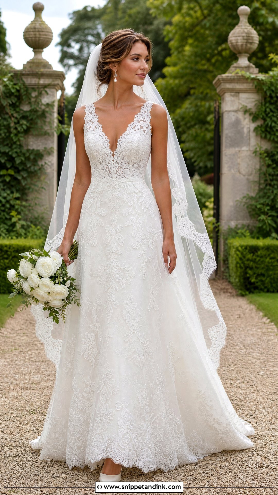 Off White A Line Lace Wedding Gown - Snippet and Ink - 20 Off White Wedding Gown Ideas