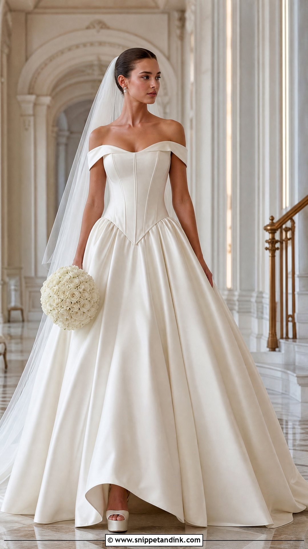 Off White Basque Waist Ball Gown - Snippet and Ink - 20 Off White Wedding Gown Ideas