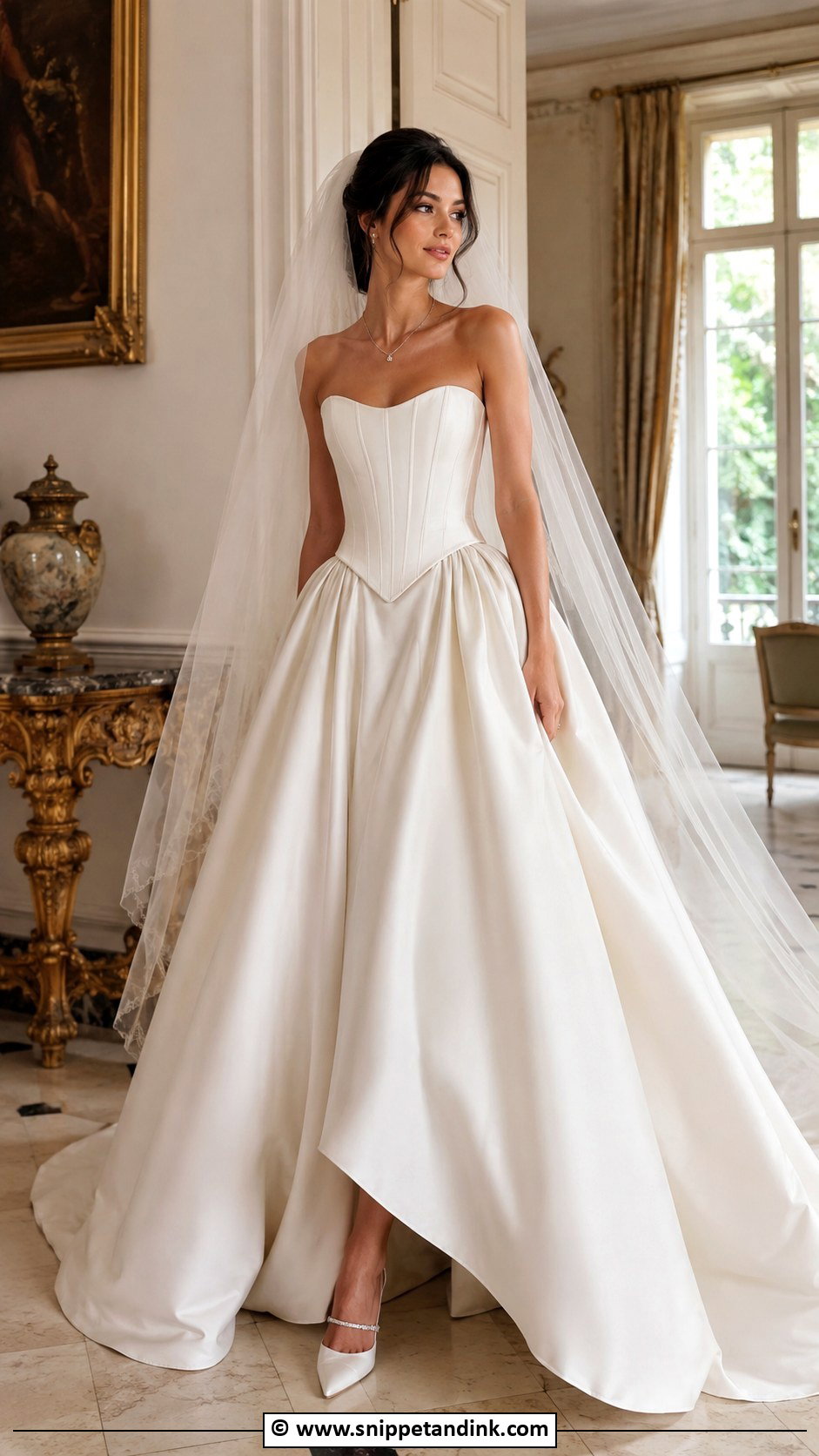 Off White Basque Waist Wedding Dress - Snippet and Ink - 30 Off White Wedding Dress Ideas
