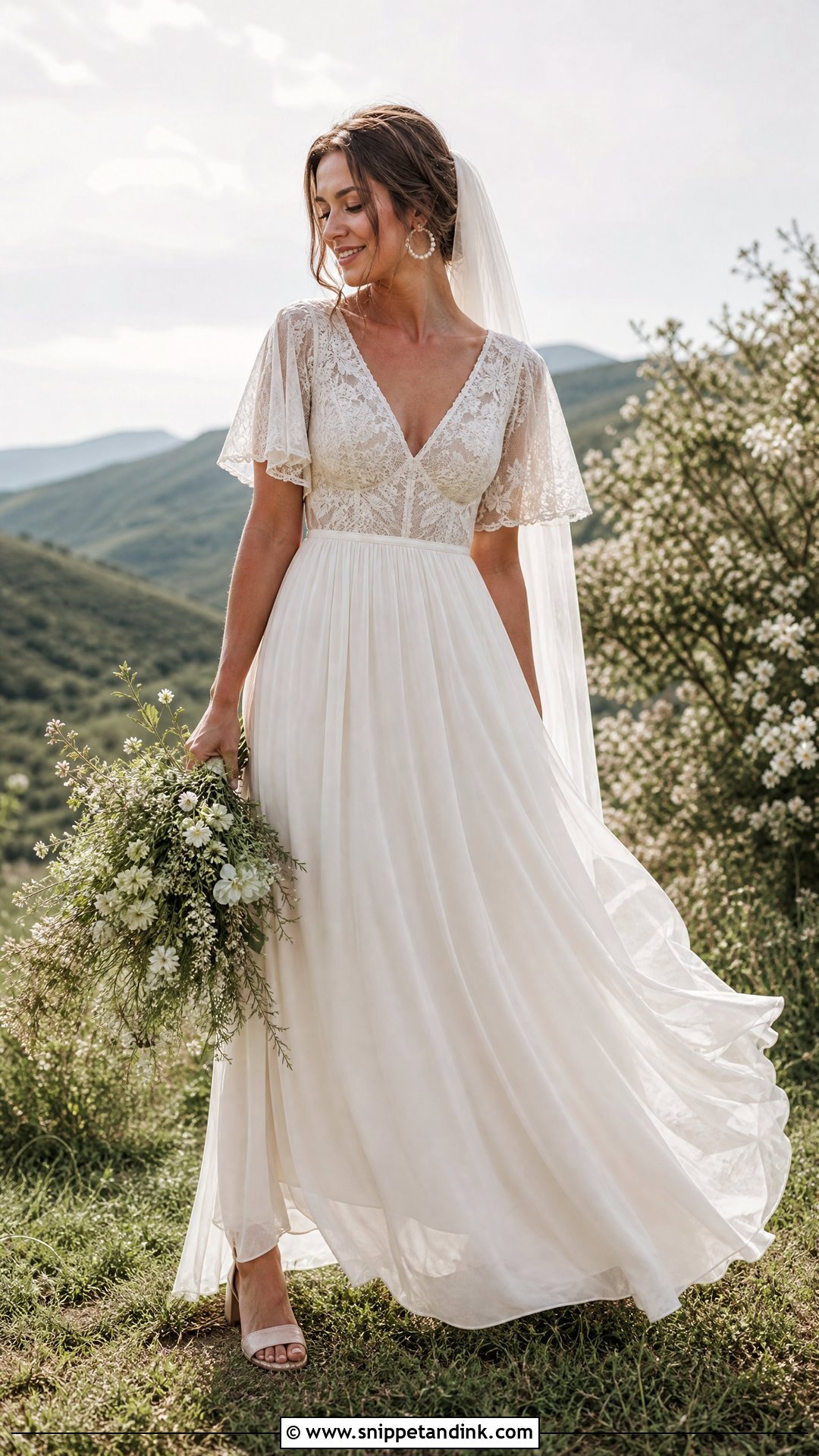 Off White Boho Chiffon Wedding Gown - Snippet and Ink - 20 Off White Wedding Gown Ideas