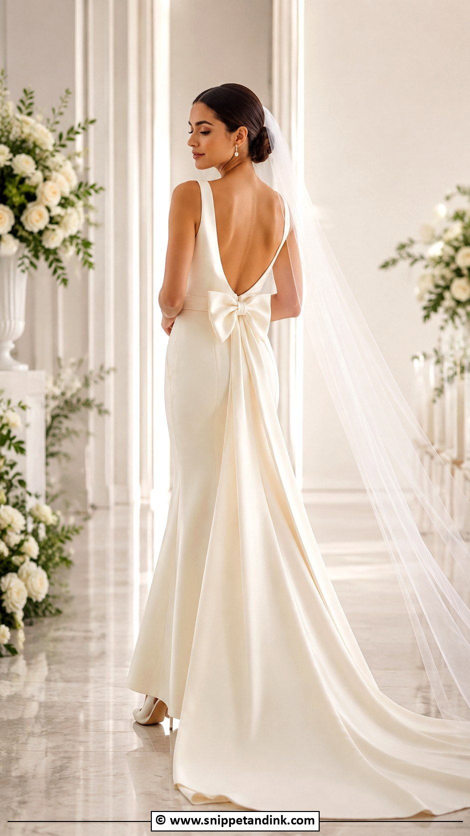Off White Bow Back Wedding Dress - Snippet and Ink - 30 Off White Wedding Dress Ideas