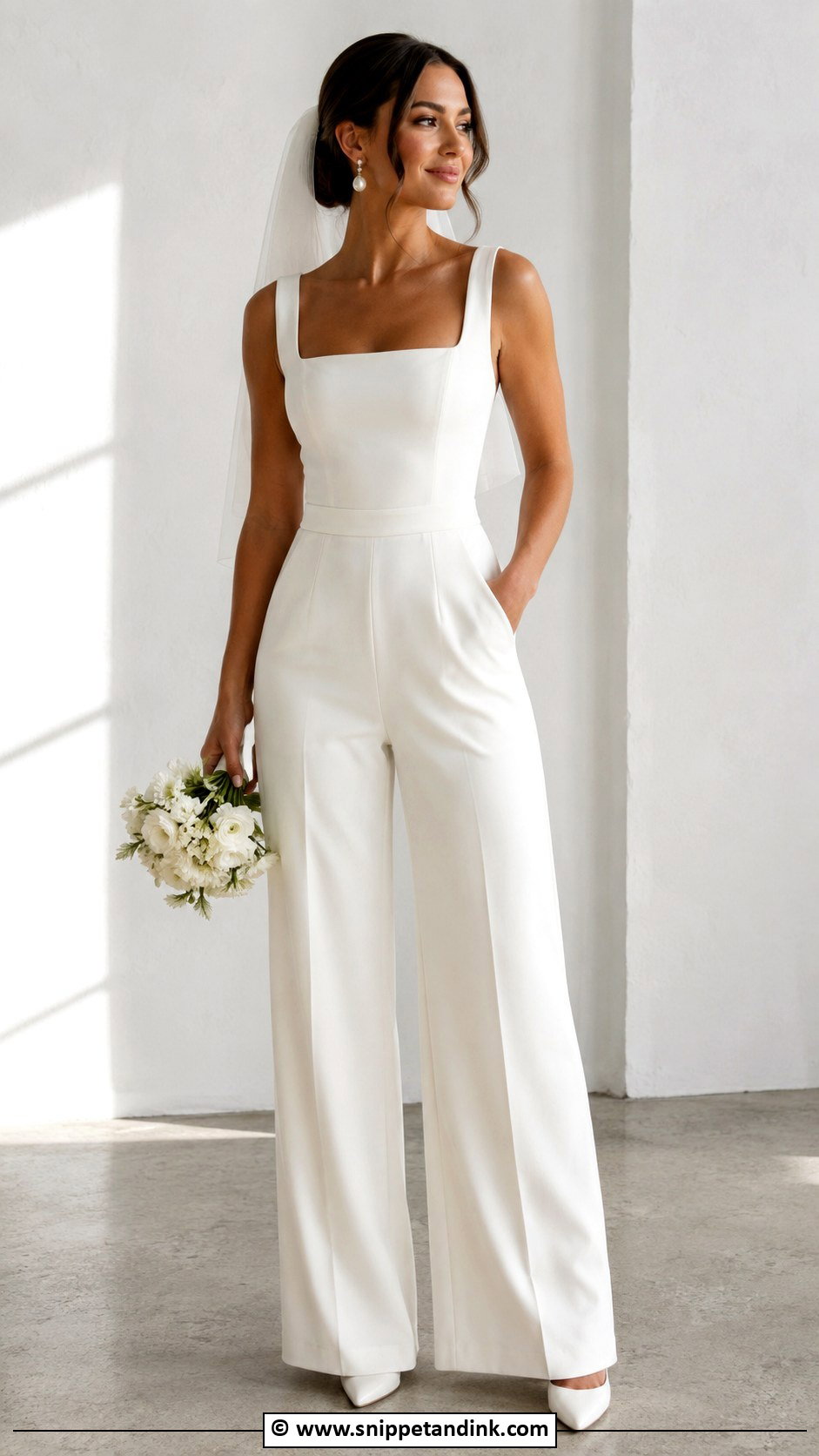 Off White Bridal Jumpsuit - Snippet and Ink - 30 Off White Wedding Dress Ideas