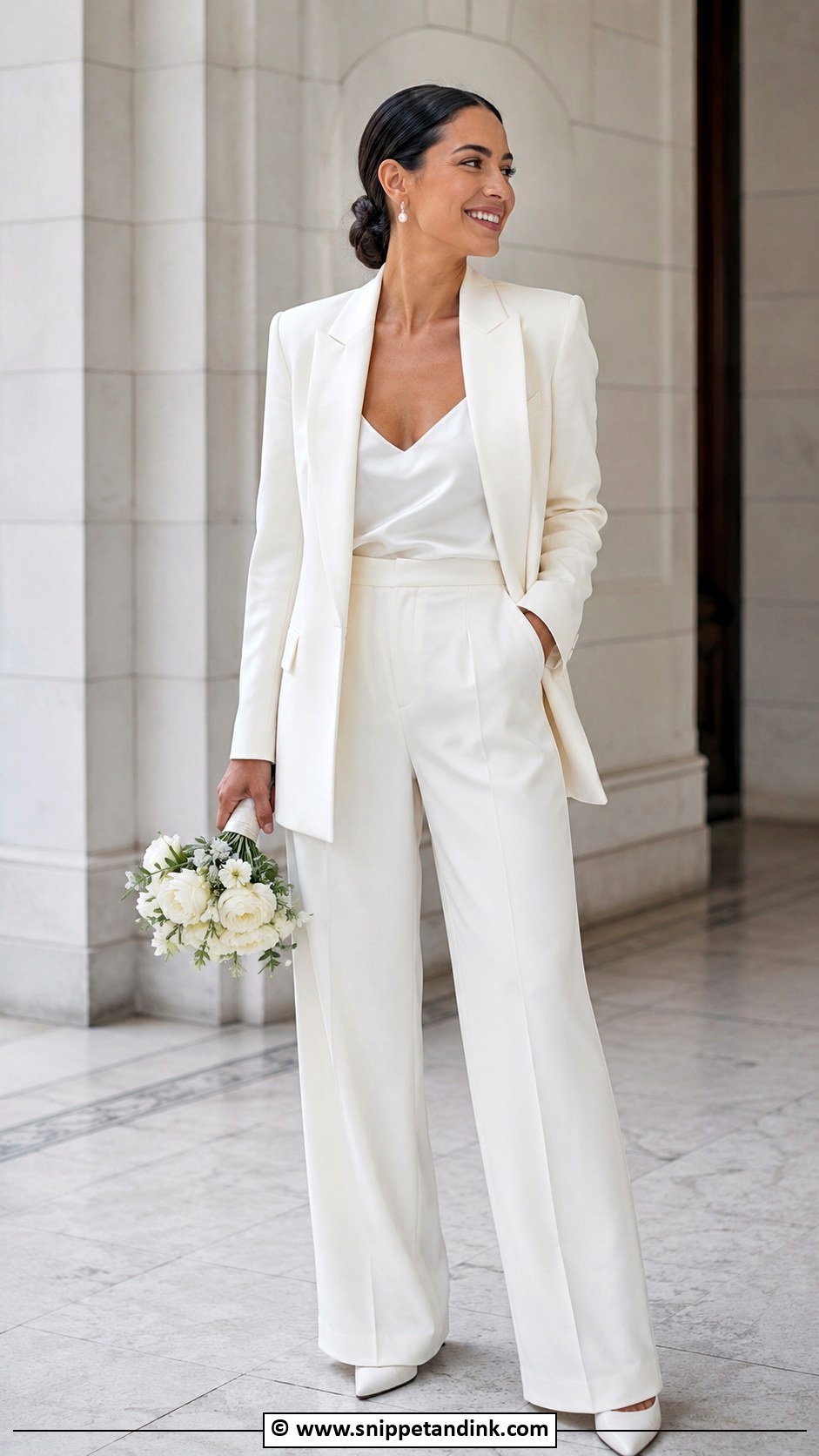 Off White Bridal Pantsuit - Snippet and Ink - 30 Off White Wedding Dress Ideas