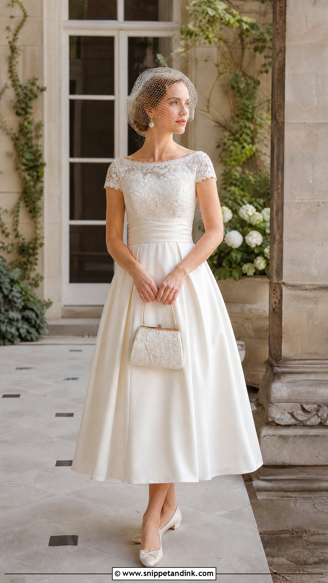 Off White Cap Sleeve Vintage Wedding Dress - Snippet and Ink - 20 Off White Wedding Dresses