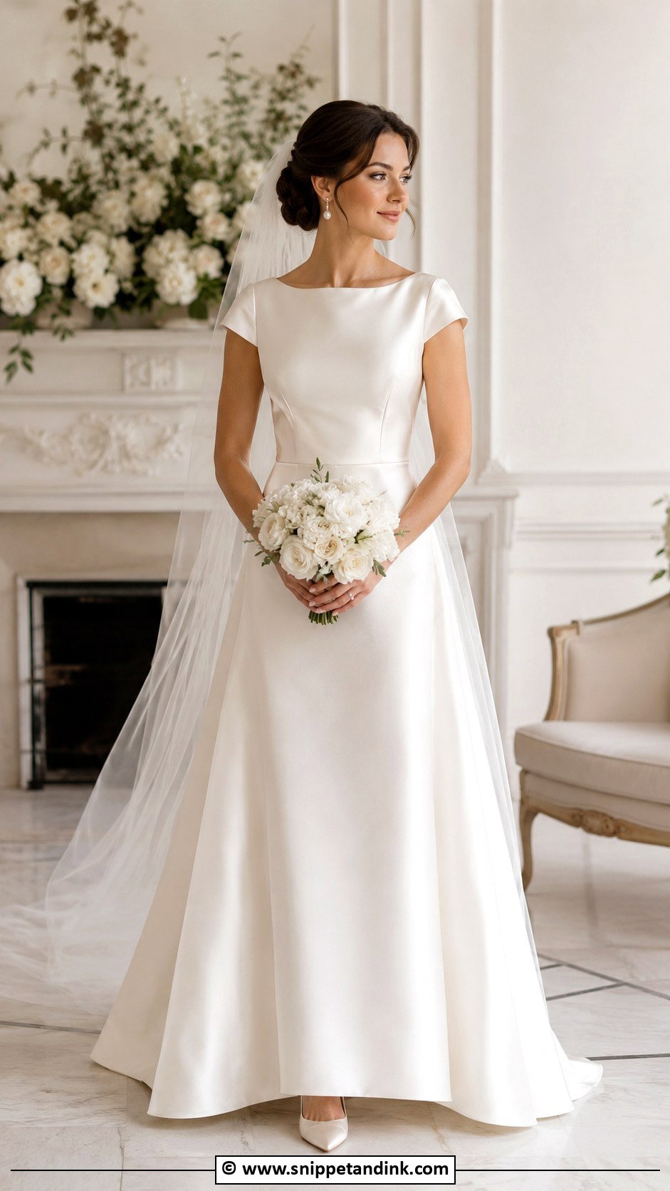 Off White Cap Sleeve Wedding Dress - Snippet and Ink - 30 Cap Sleeve Wedding Dress Ideas