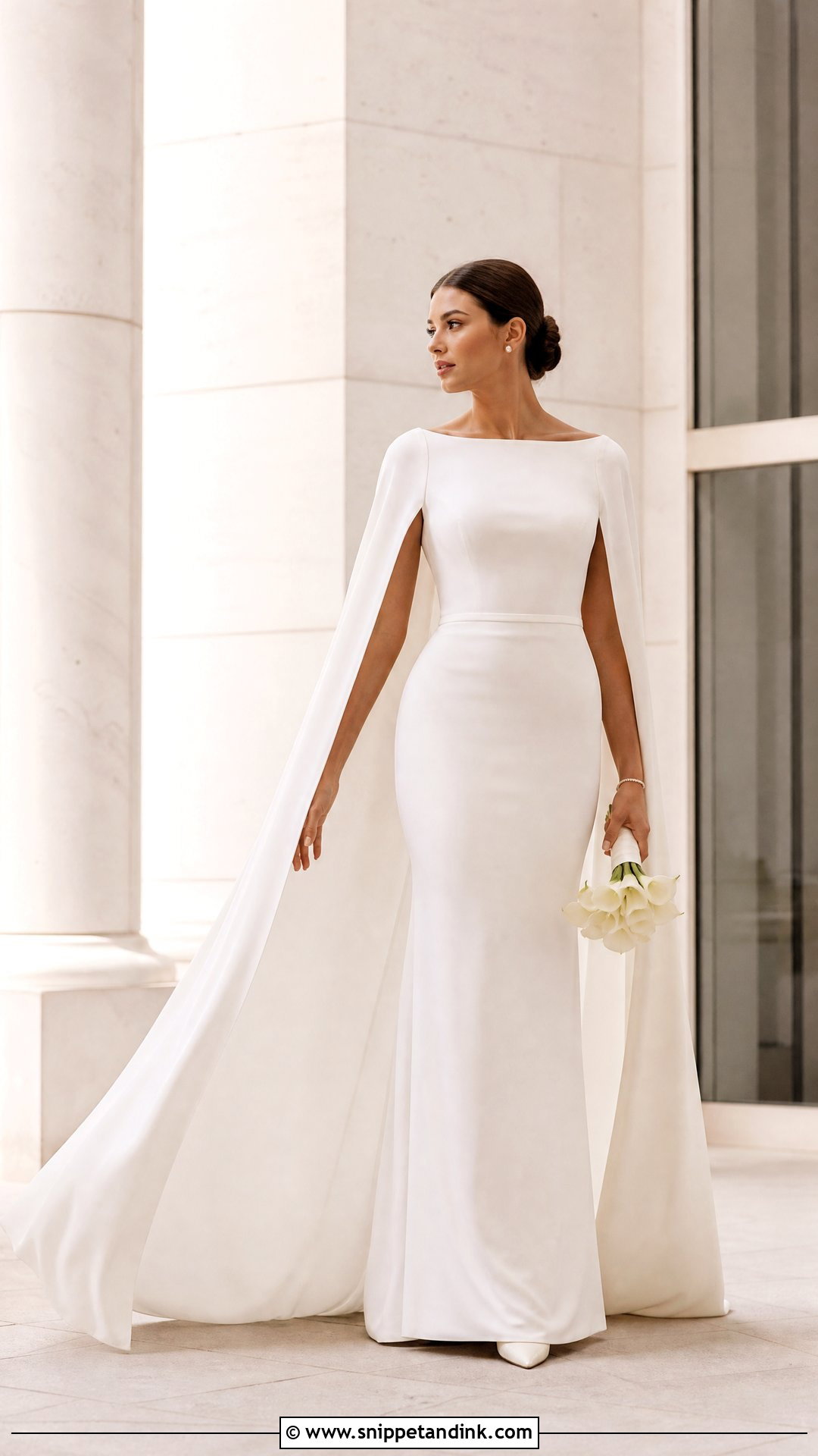 Off White Cape Sleeve Wedding Gown - Snippet and Ink - 20 Off White Wedding Gown Ideas