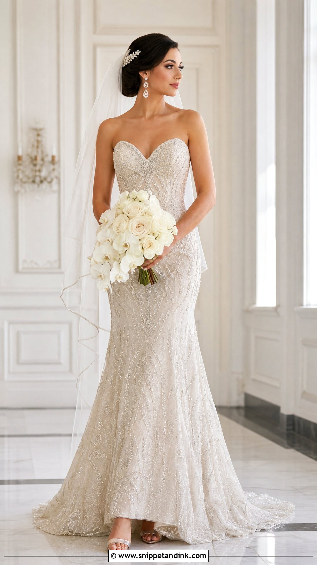 Off White Champagne Beaded Bridal Dress - Snippet and Ink - 20 Off White Bridal Dress Ideas