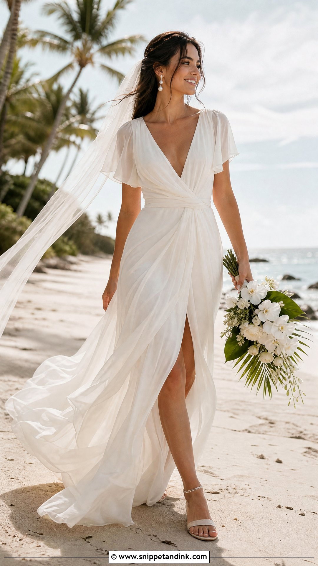 Off White Chiffon Beach Bridal Dress - Snippet and Ink - 20 Off White Bridal Dress Ideas