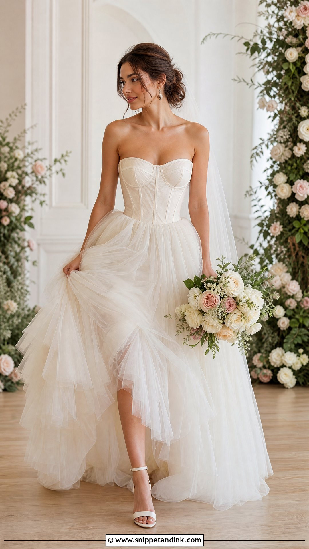 Off White Corset Tulle Bridal Dress - Snippet and Ink - 20 Off White Bridal Dress Ideas