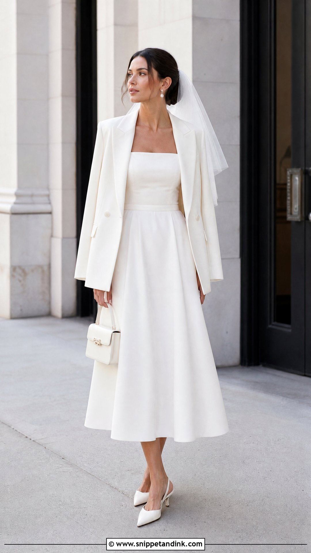 Off White Courthouse Midi Wedding Dress - Snippet and Ink - 20 Off White Wedding Dresses