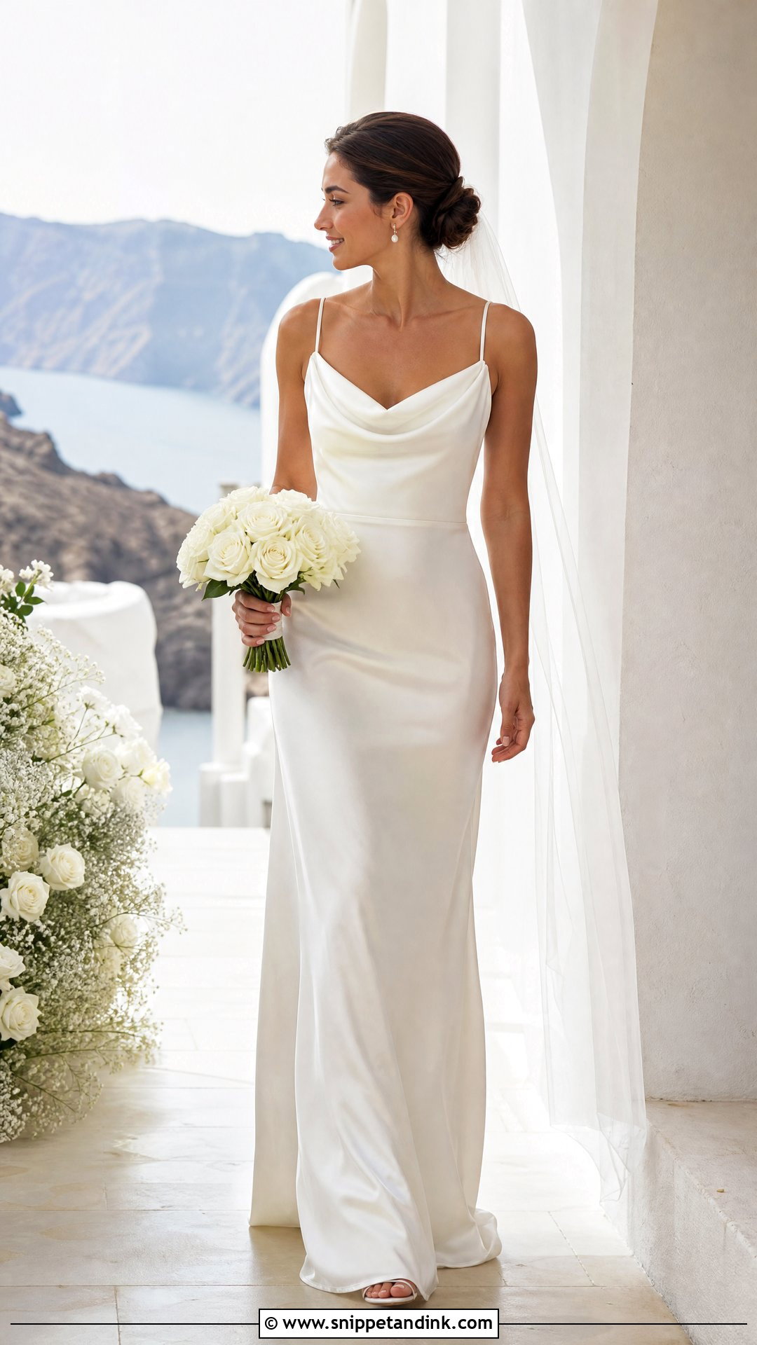 Off White Cowl Neck Wedding Dress - Snippet and Ink - 20 Simple Off White Wedding Dress Ideas