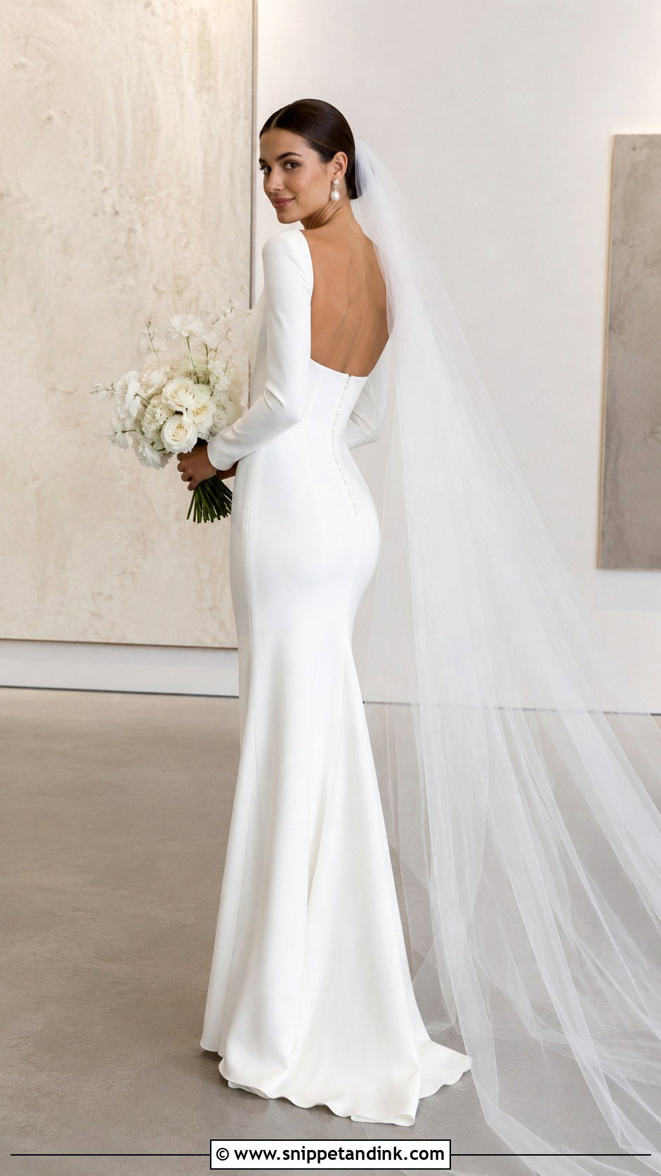 Off White Crepe Sheath Wedding Dress - Snippet and Ink - 20 Off White Champagne Ivory Wedding Dress Ideas