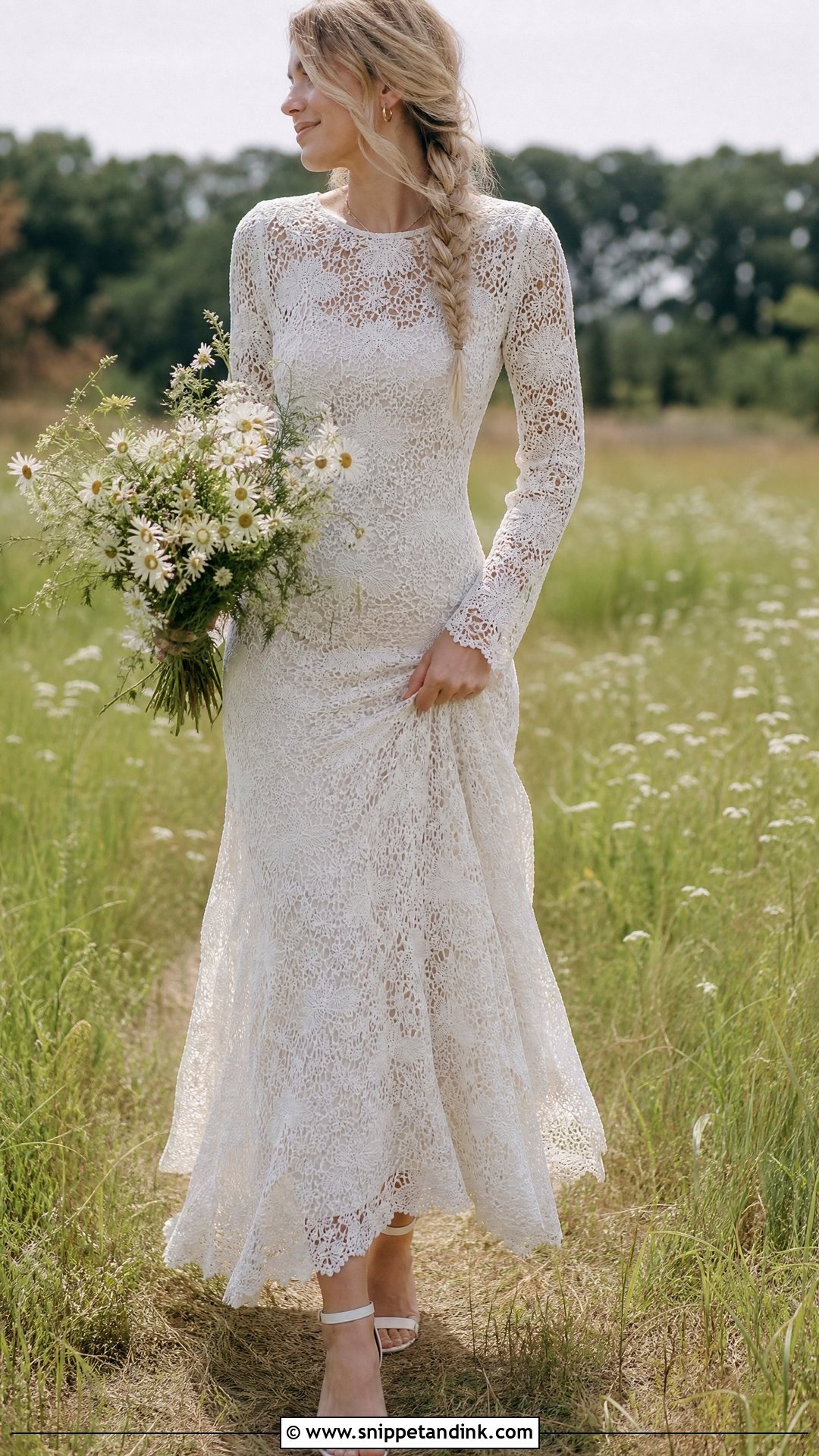 Off White Crochet Lace Wedding Dress - Snippet and Ink - 20 Earthy Wedding Dress Ideas