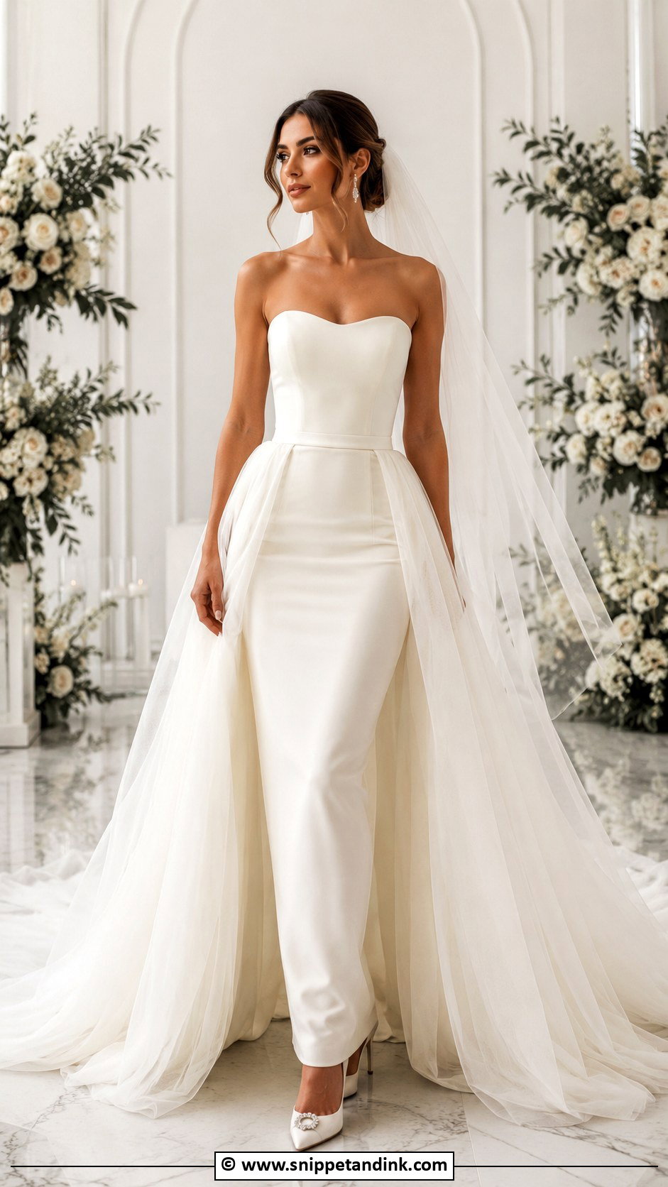 Off White Detachable Skirt Wedding Dress - Snippet and Ink - 30 Off White Wedding Dress Ideas