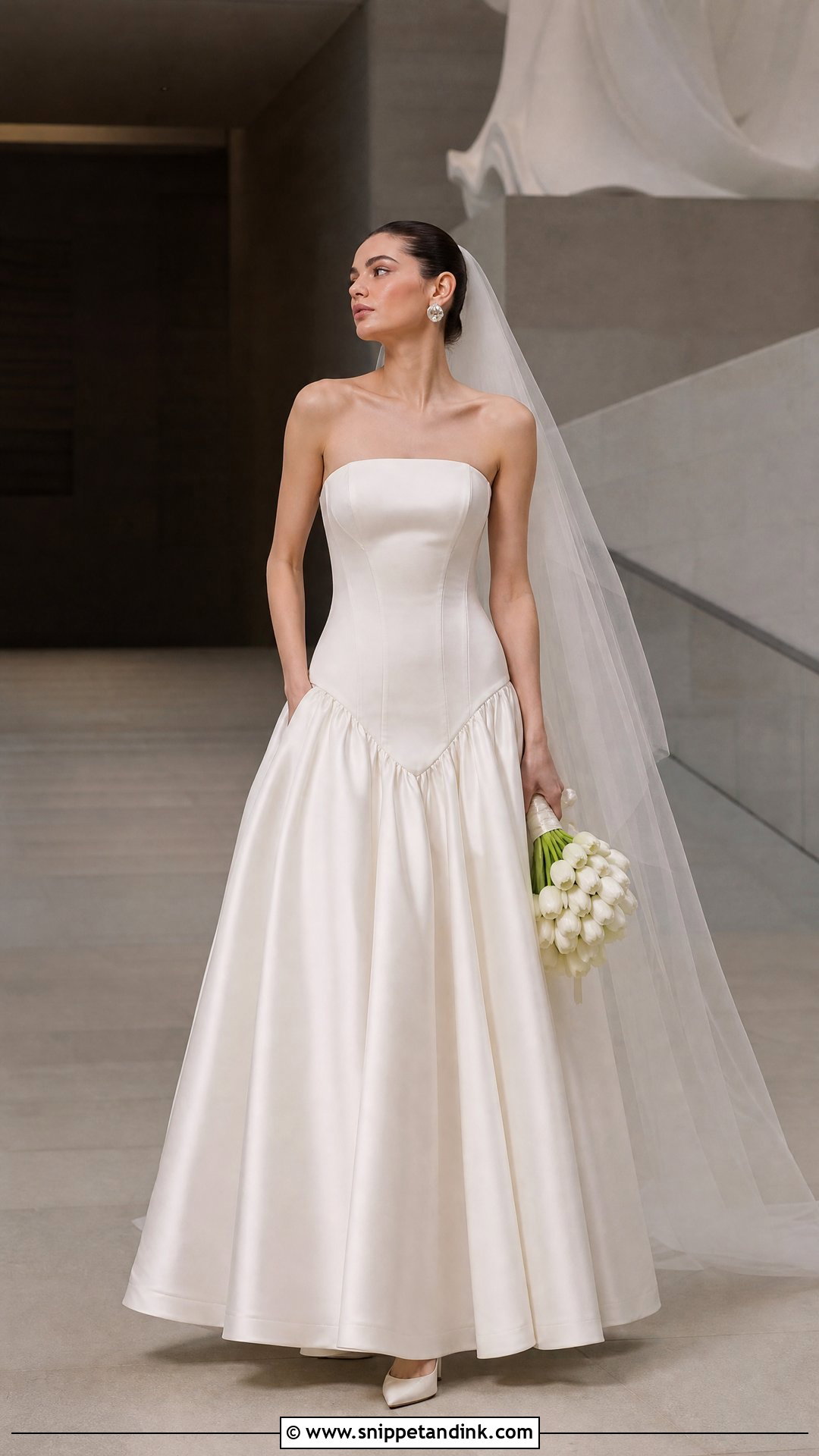 Off White Drop Waist Wedding Gown - Snippet and Ink - 20 Off White Wedding Gown Ideas