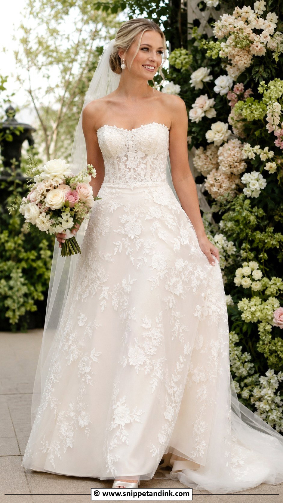 Off White Floral Applique Wedding Dress - Snippet and Ink - 30 Off White Wedding Dress Ideas
