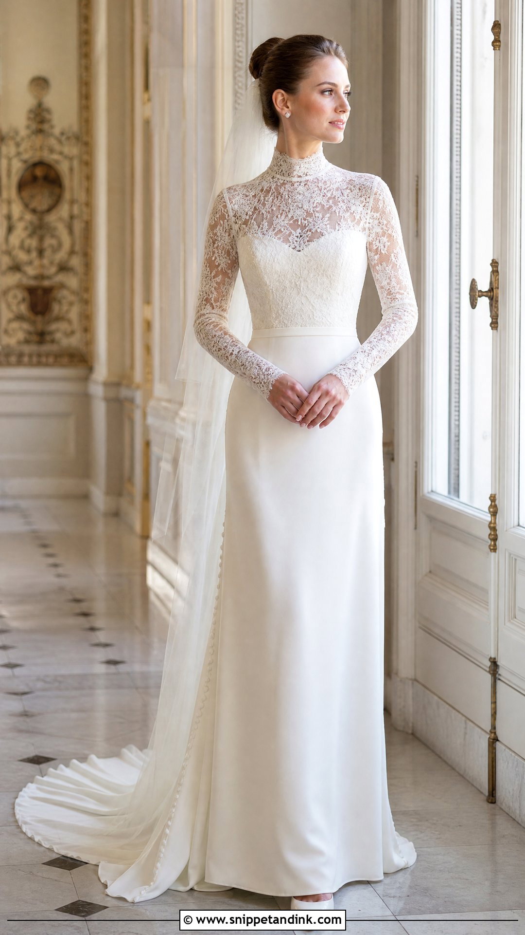 Off White High Neck Lace Wedding Dress - Snippet and Ink - 20 Off White Wedding Dresses