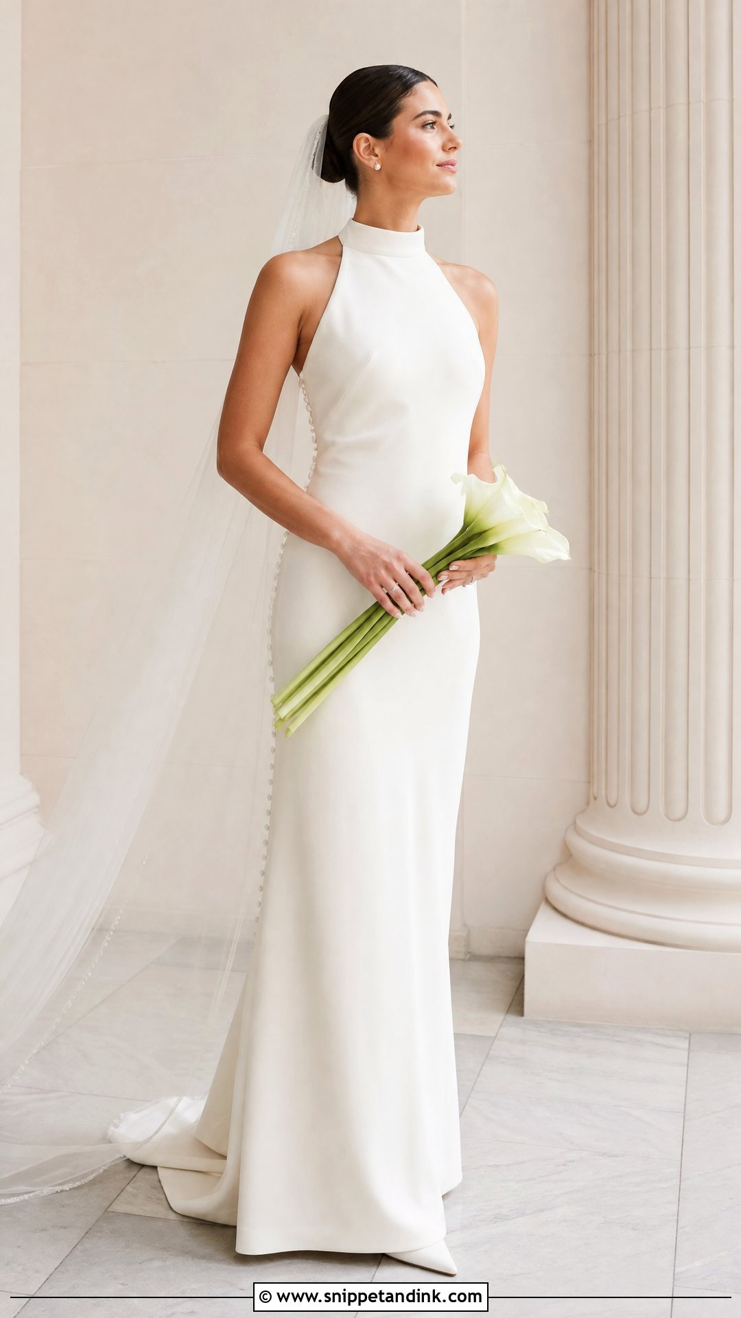 Off White High Neck Wedding Dress - Snippet and Ink - 20 Simple Off White Wedding Dress Ideas