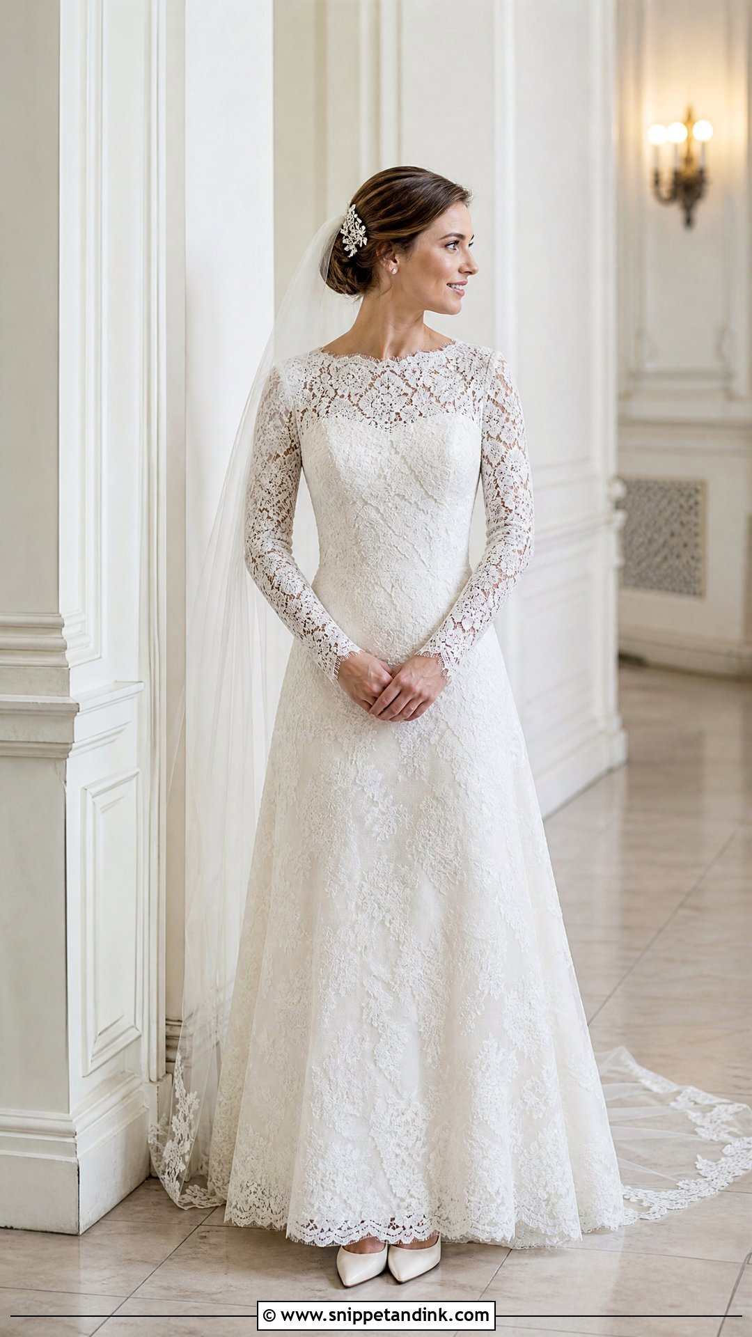 Off White Long Sleeve Lace Wedding Dress - Snippet and Ink - 20 Off White Wedding Dresses