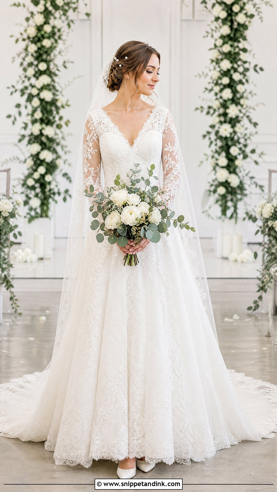 Off White Long Sleeve Lace Wedding Gown - Snippet and Ink - 20 Off White Wedding Gown Ideas