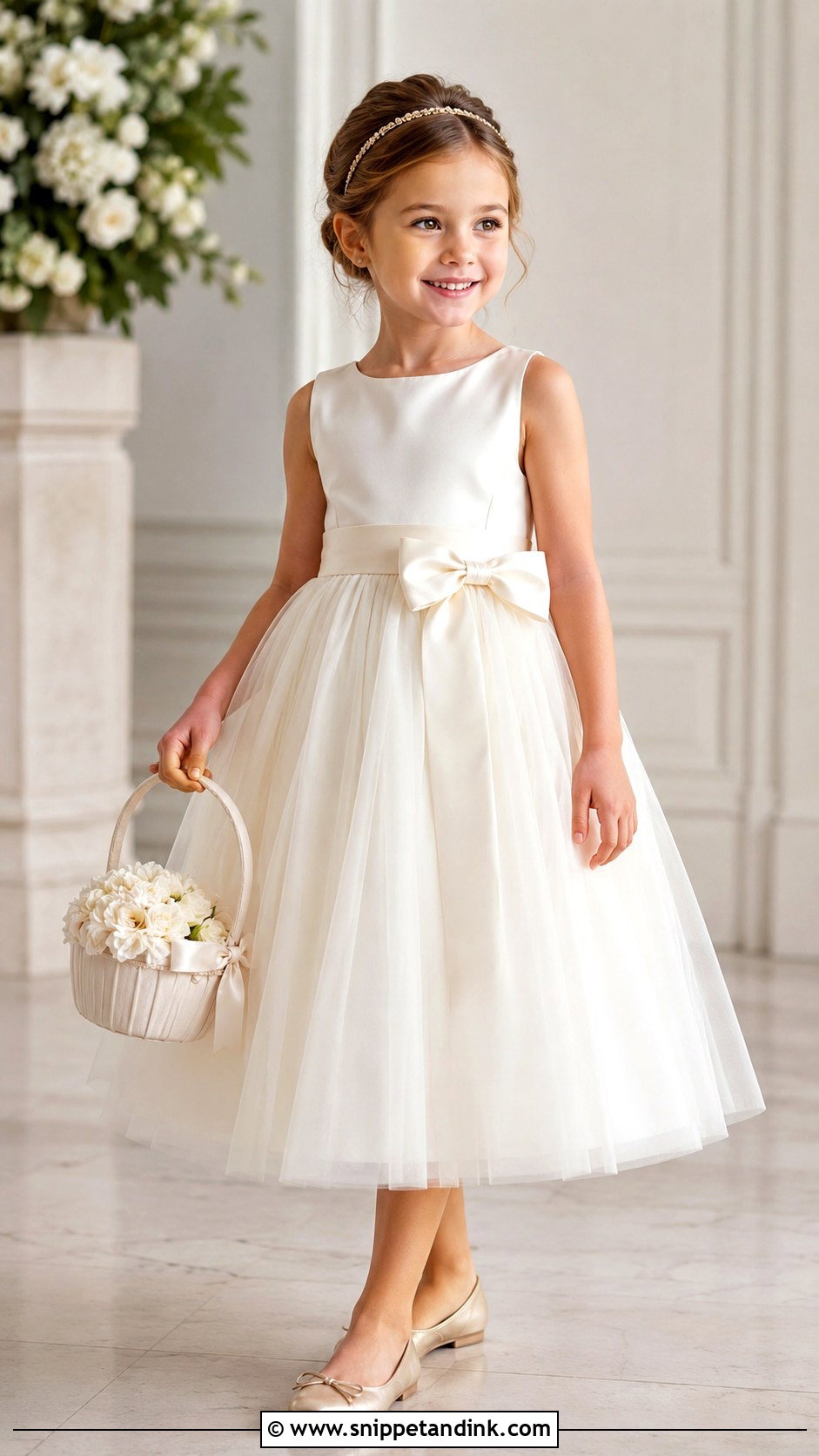 Off White Mini Bride Dress With Gold Accessories - Snippet and Ink - 20 Mini Bride Dress Kids Ideas