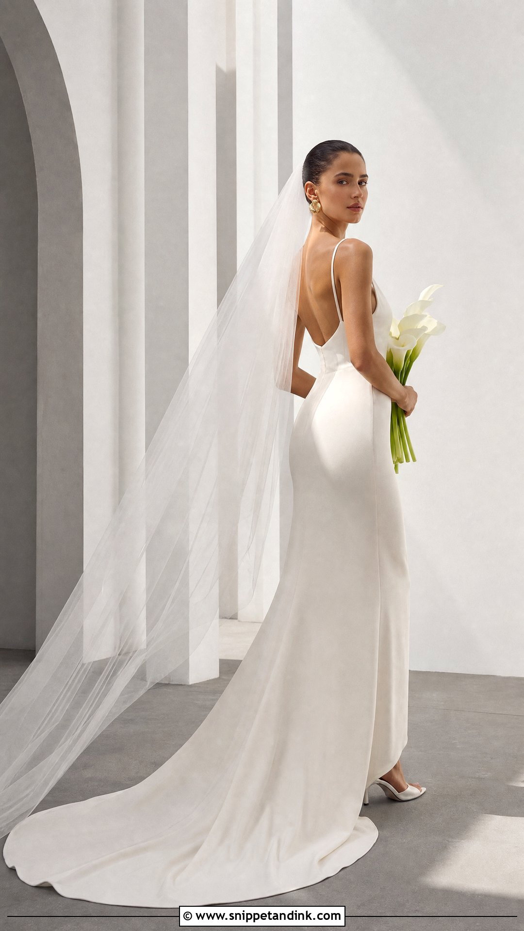 Off White Minimalist Column Bridal Dress - Snippet and Ink - 20 Off White Bridal Dress Ideas