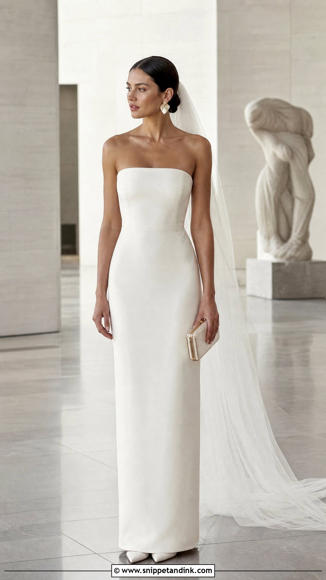 Off White Minimalist Column Wedding Dress - Snippet and Ink - 20 Off White Wedding Dresses