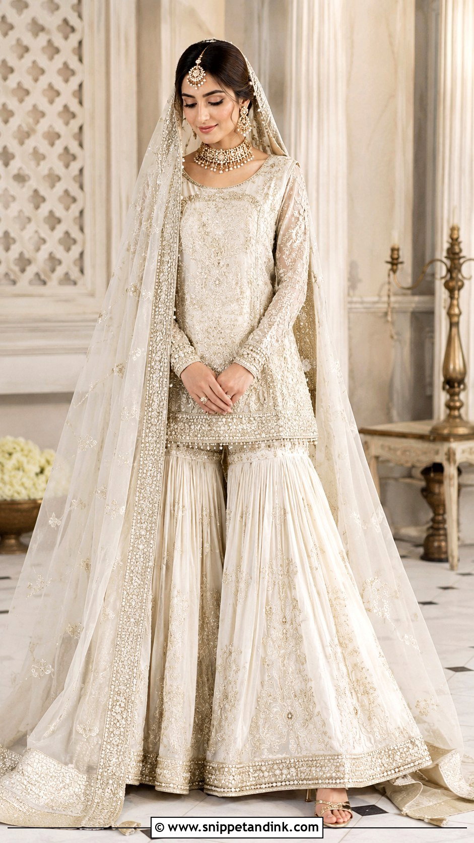 Off White Nikah Farshi Gharara Dress - Snippet and Ink - 25 Nikah Dress Pakistani Brides Ideas
