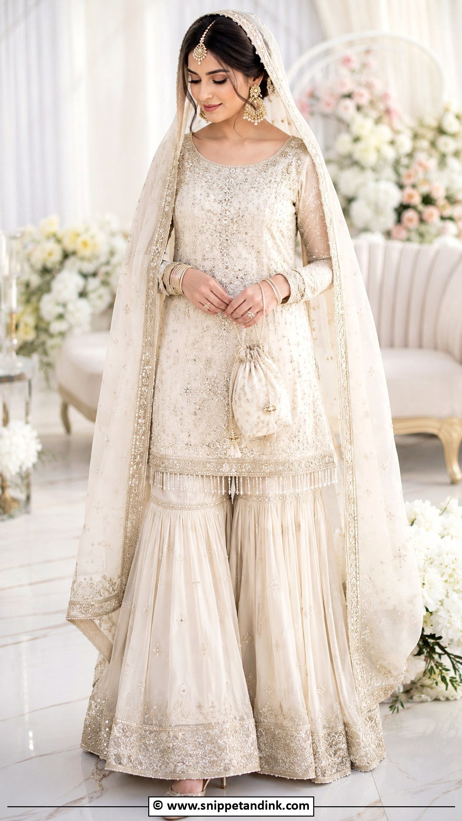 Off White Nikah Gharara - Snippet and Ink - 35 Nikah Dress Ideas