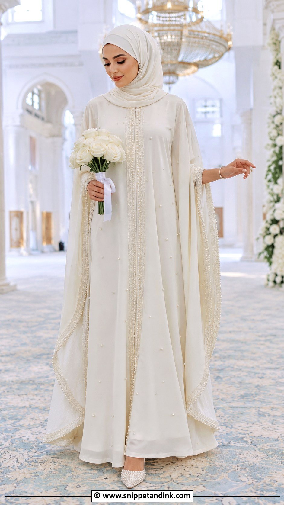 Off White Nikkah Abaya Gown Outfit - Snippet and Ink - 25 Nikkah Outfits for Bride