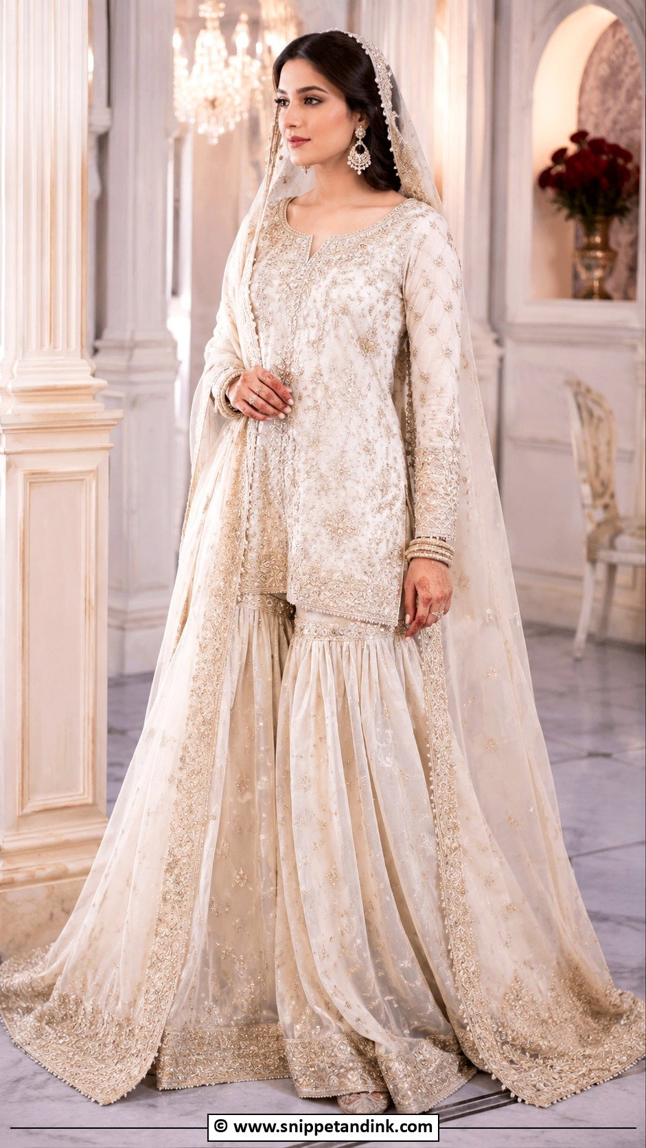 Off White Nikkah Farshi Gharara Outfit - Snippet and Ink - 35 Nikkah Dress Ideas