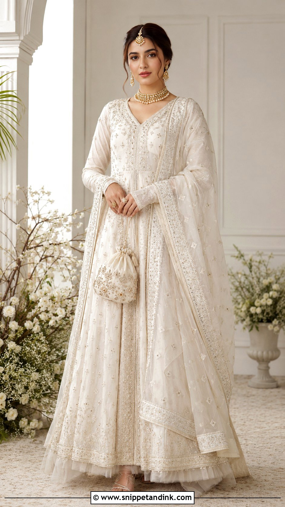 Off White Nikkah Peshwas Dress - Snippet and Ink - 25 Simple Nikkah Dress Ideas
