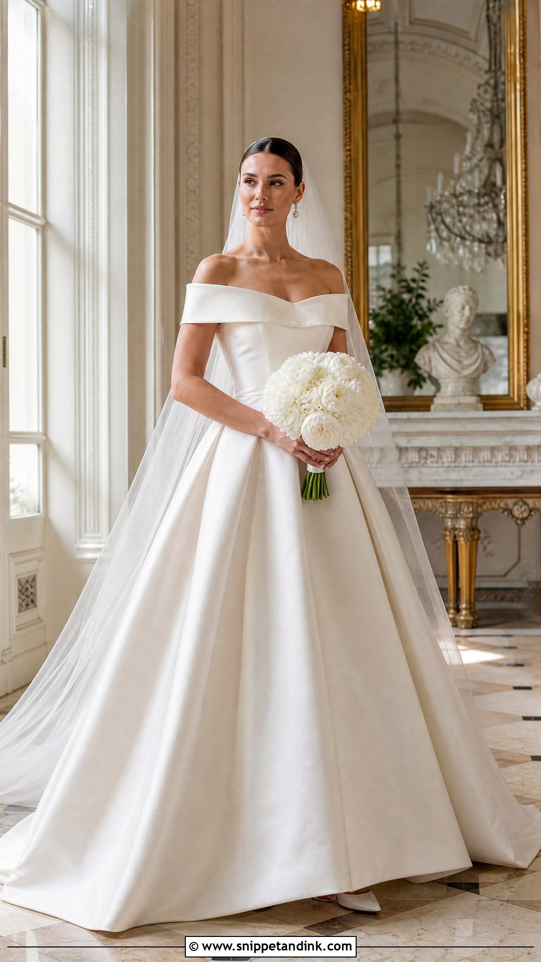 Off White Off Shoulder Mikado Wedding Gown - Snippet and Ink - 20 Off White Wedding Gown Ideas