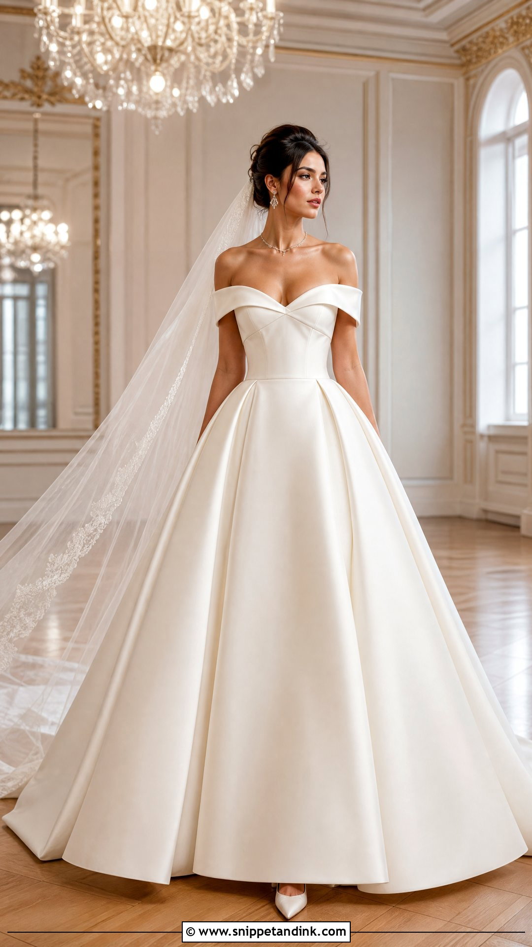 Off White Off The Shoulder Ball Gown - Snippet and Ink - 20 Off White Wedding Dresses