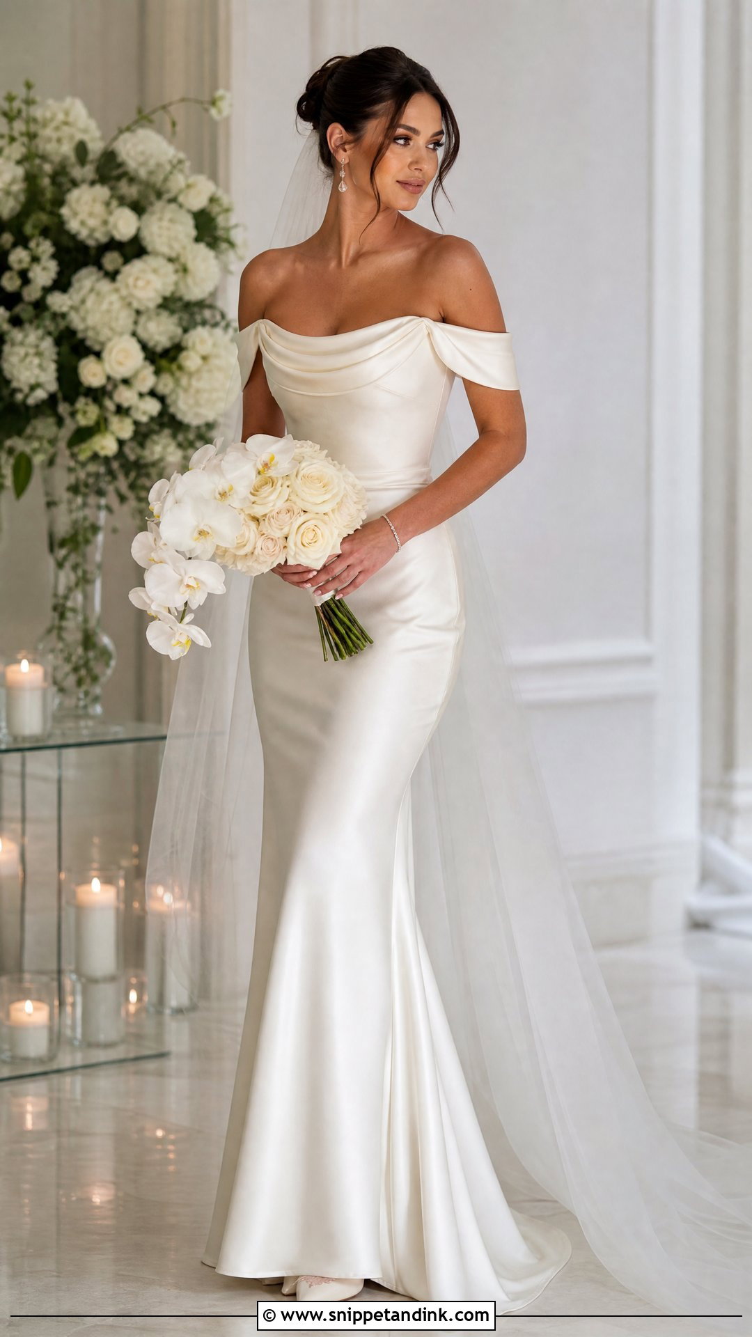Off White Off The Shoulder Bridal Dress - Snippet and Ink - 20 Off White Bridal Dress Ideas