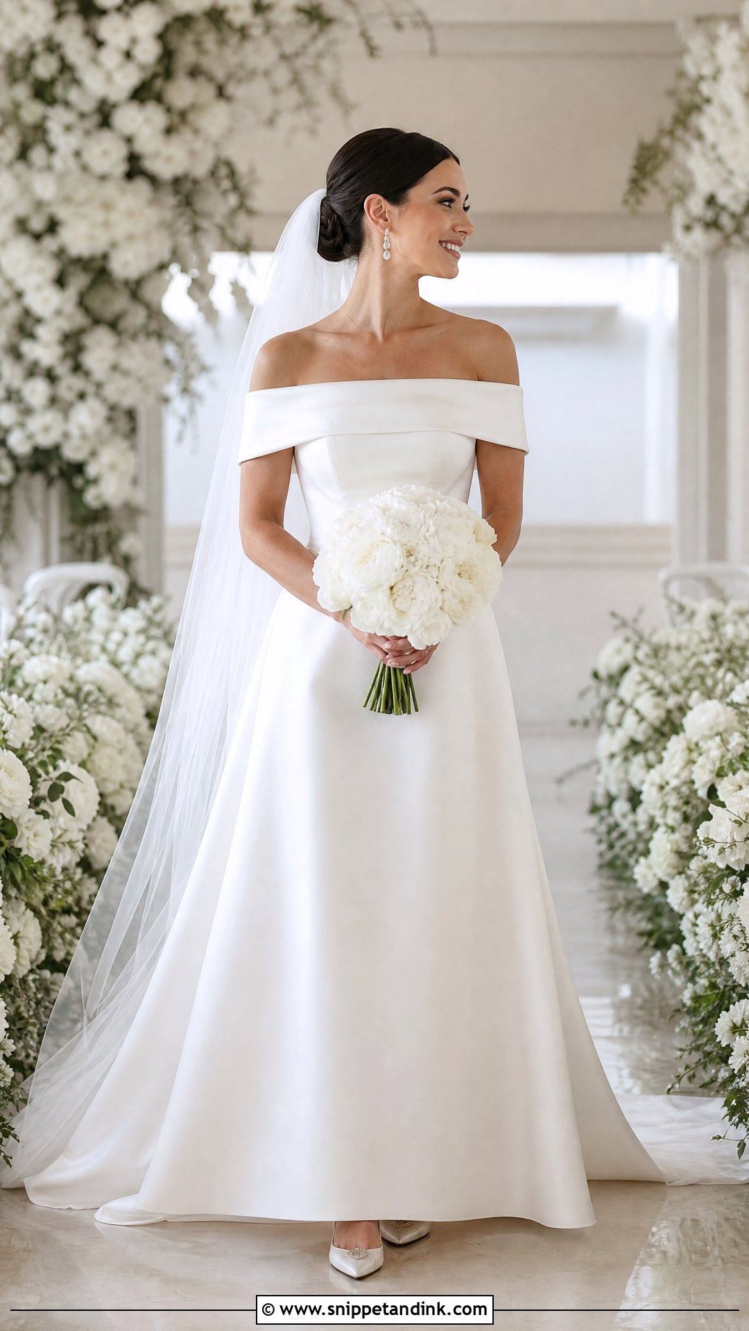 Off White Off The Shoulder Wedding Dress - Snippet and Ink - 20 Simple Off White Wedding Dress Ideas