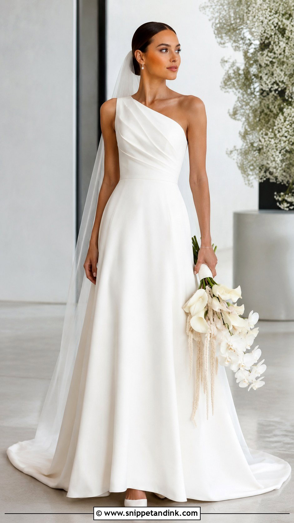 Off White One Shoulder Wedding Dress - Snippet and Ink - 20 Off White Champagne Ivory Wedding Dress Ideas