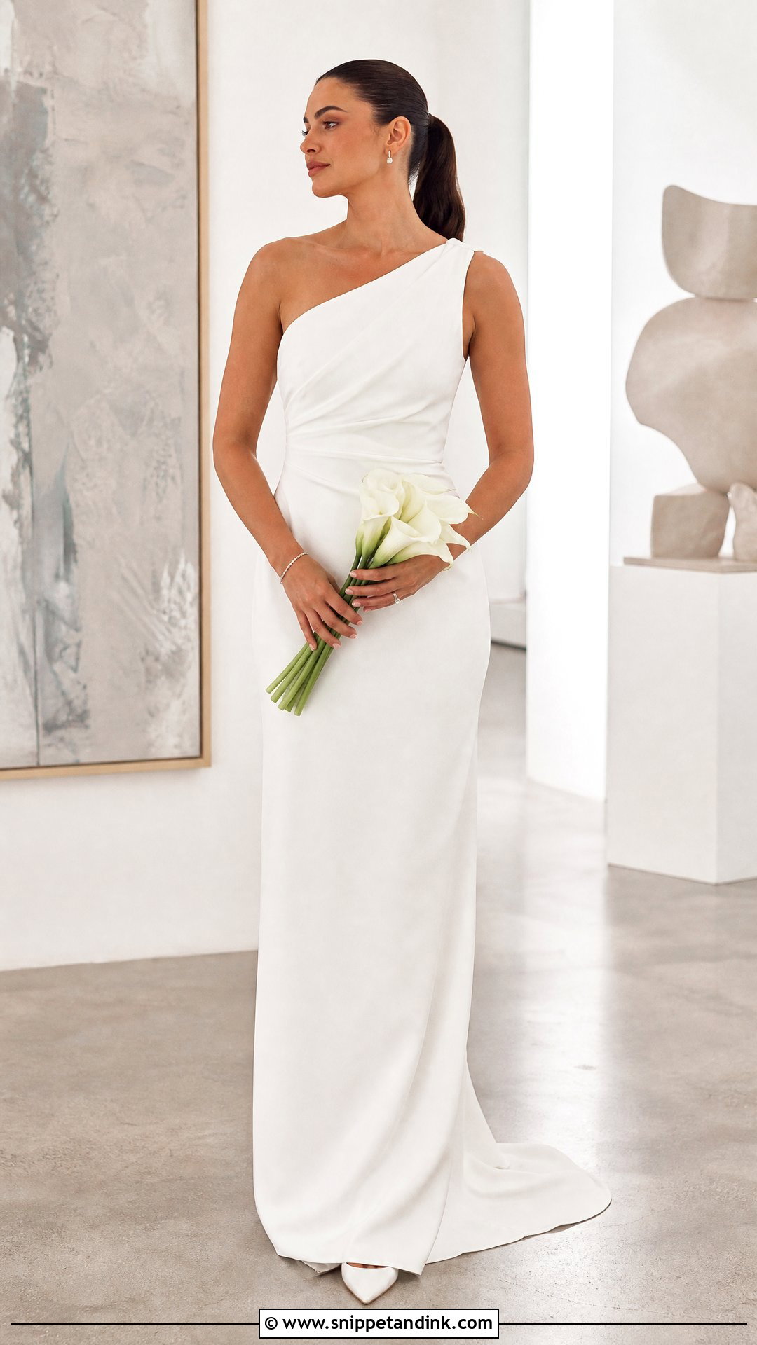 Off White One Shoulder Wedding Dress - Snippet and Ink - 20 Simple Off White Wedding Dress Ideas