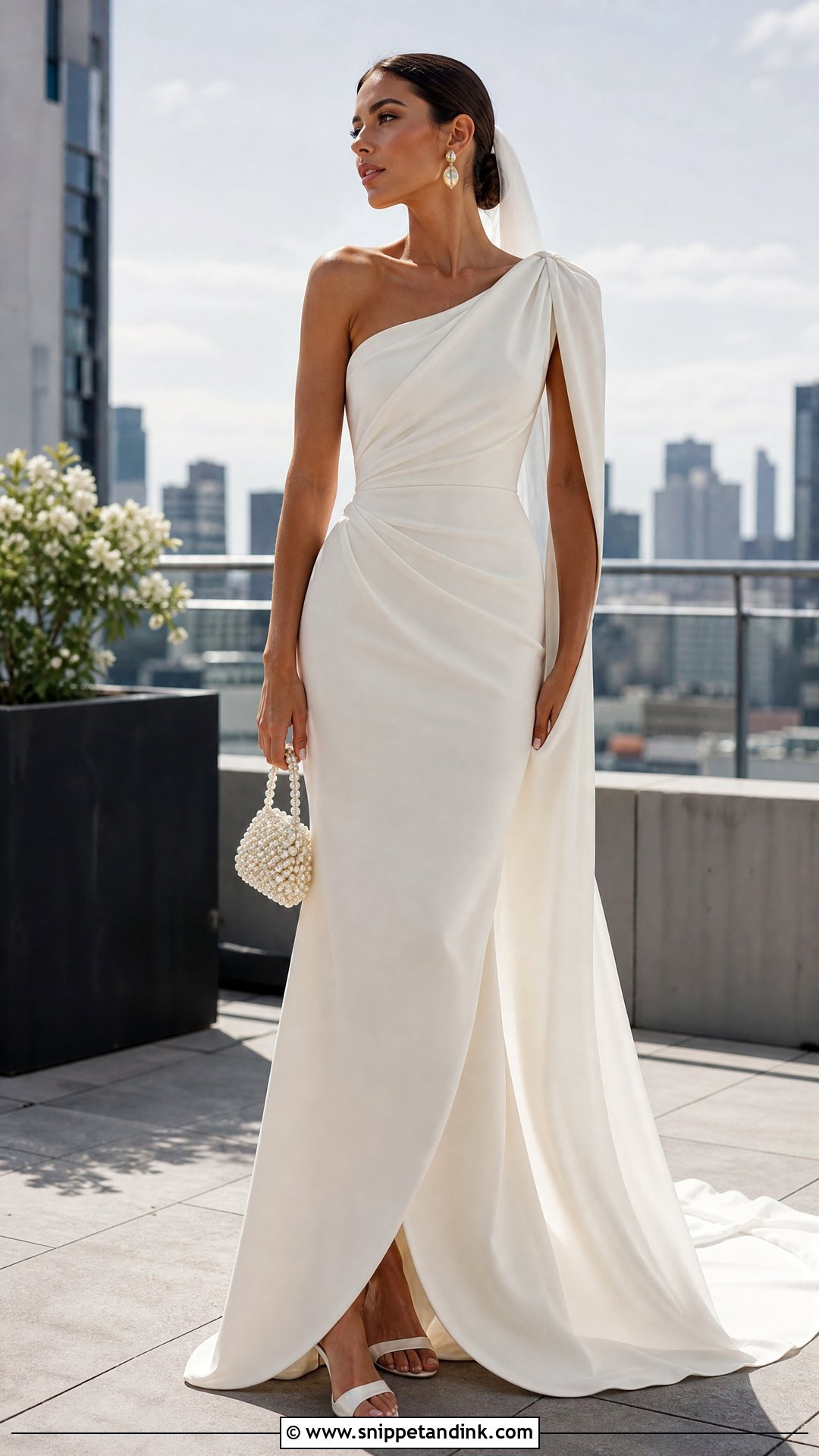 Off White One Shoulder Wedding Dress - Snippet and Ink - 20 Off White Wedding Dresses
