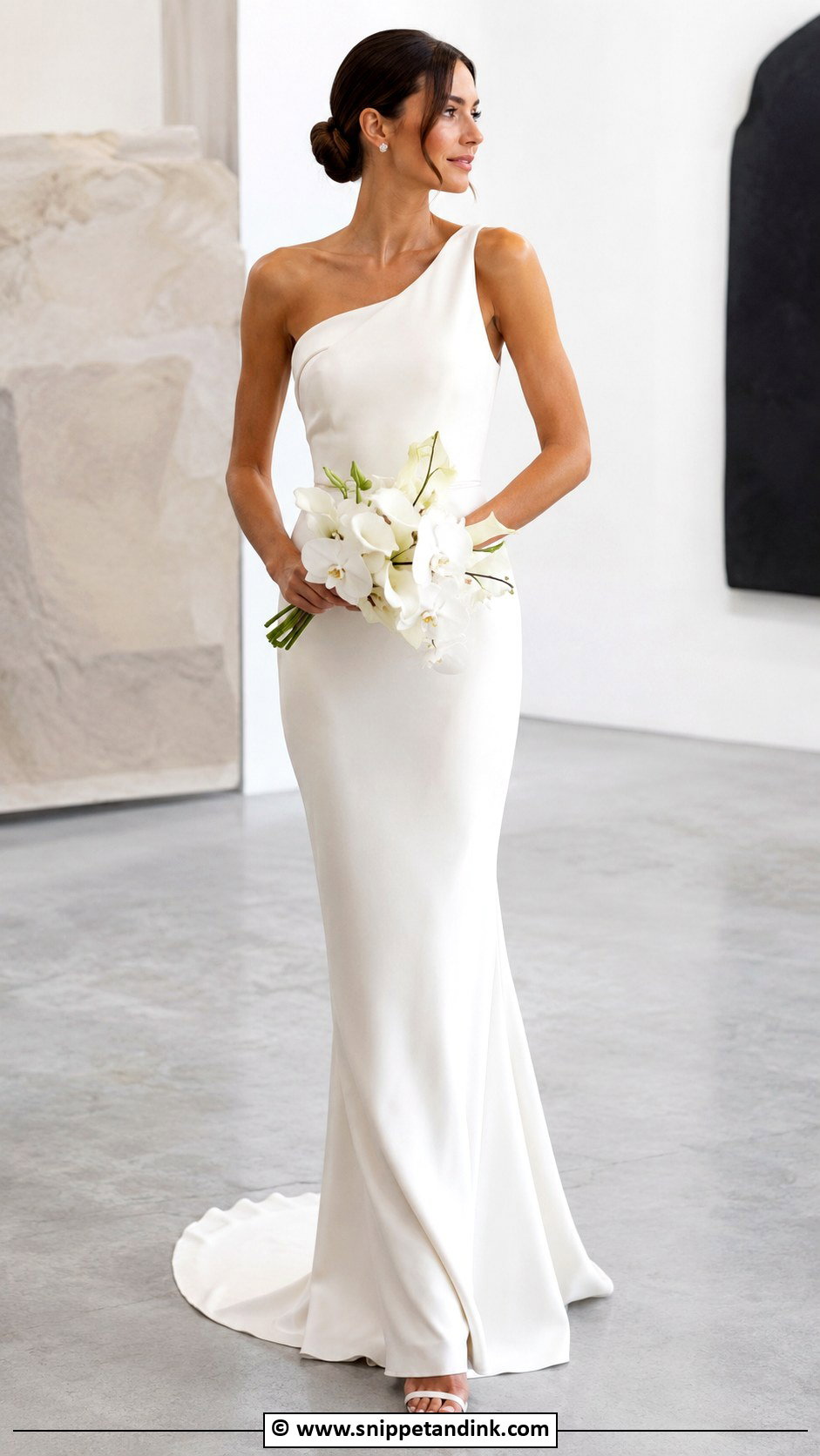Off White One Shoulder Wedding Dress - Snippet and Ink - 30 Off White Wedding Dress Ideas