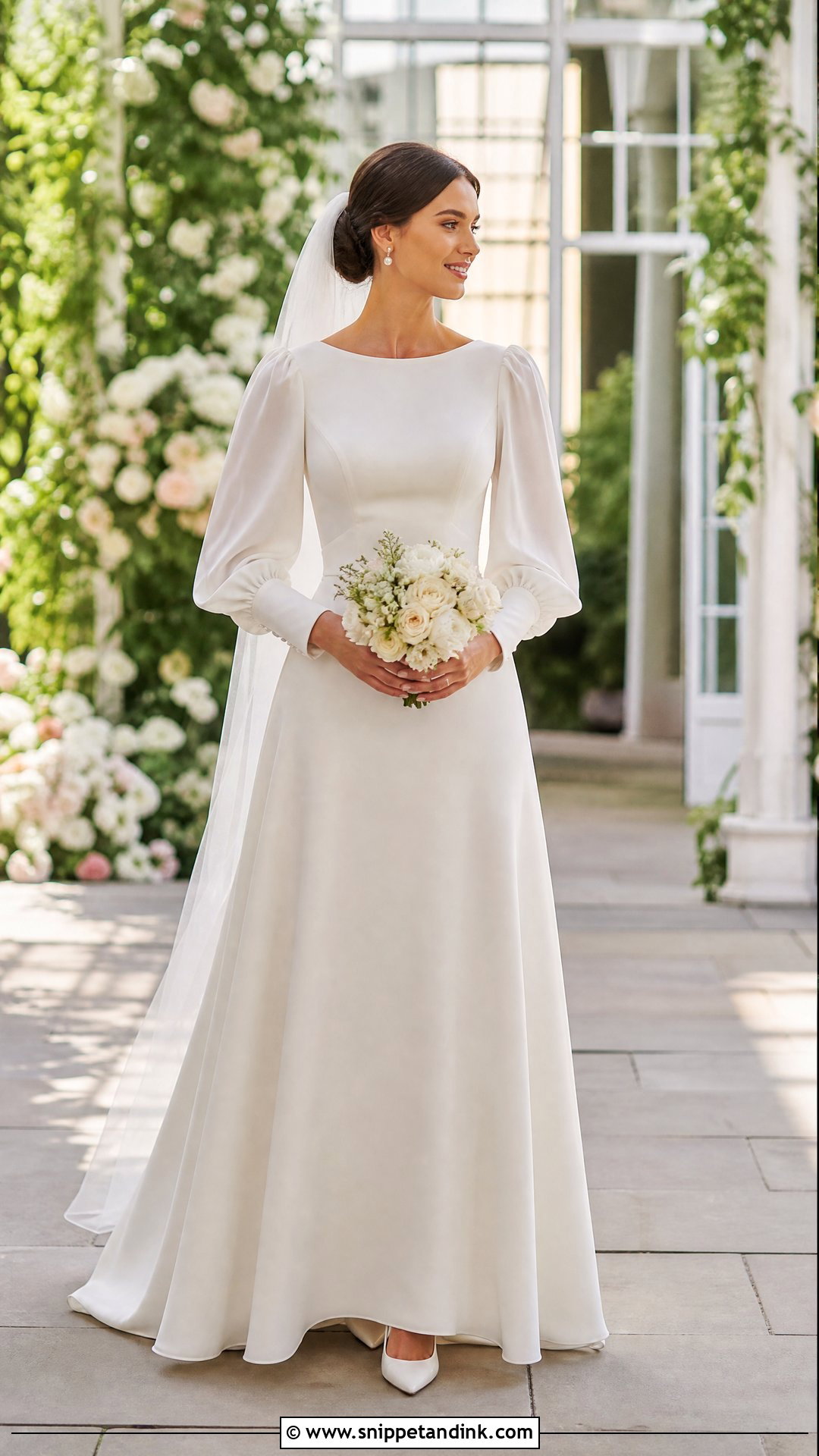 Off White Puff Sleeve Wedding Dress - Snippet and Ink - 20 Simple Off White Wedding Dress Ideas