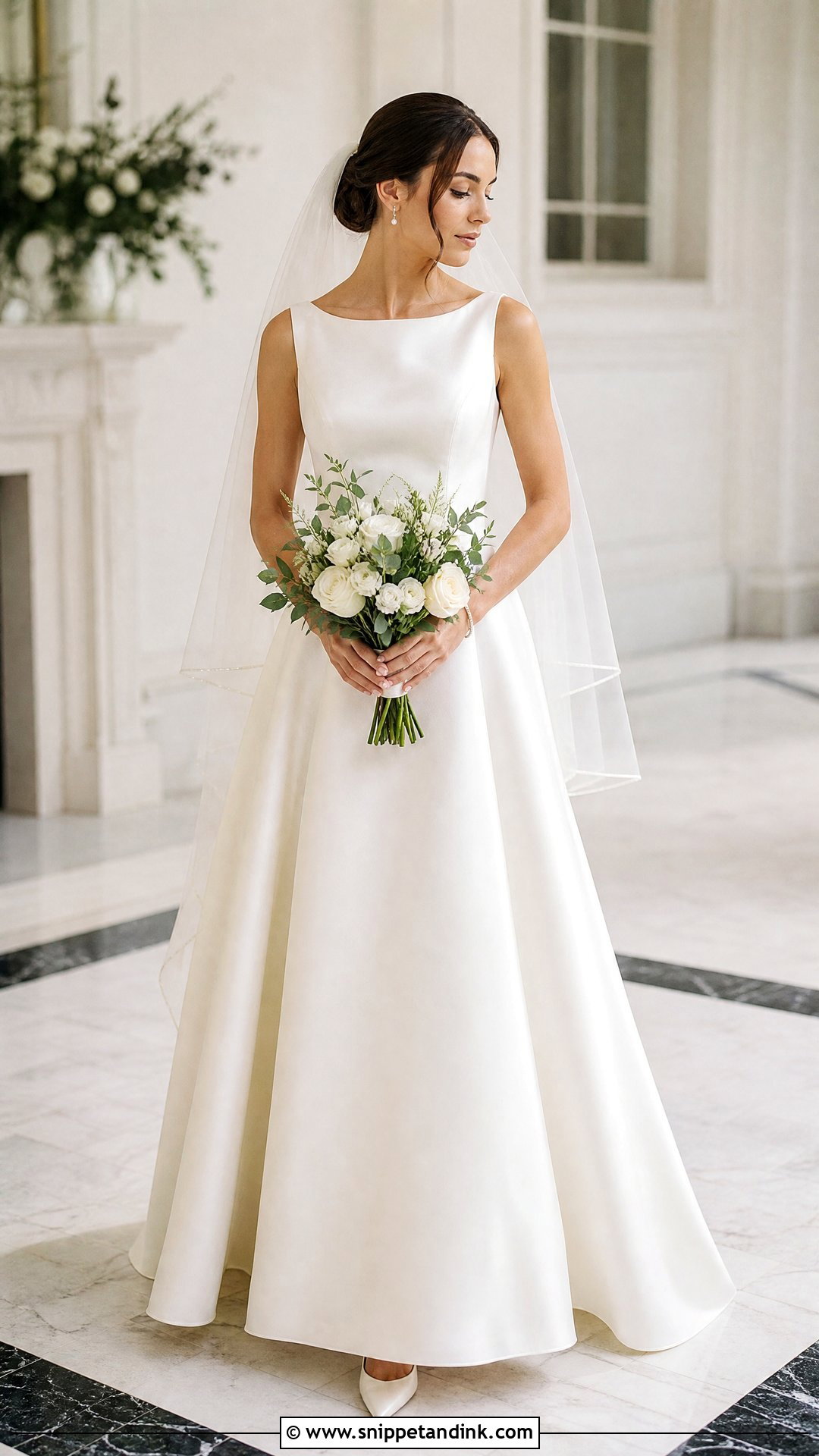 Off White Satin A Line Bridal Dress - Snippet and Ink - 20 Off White Bridal Dress Ideas