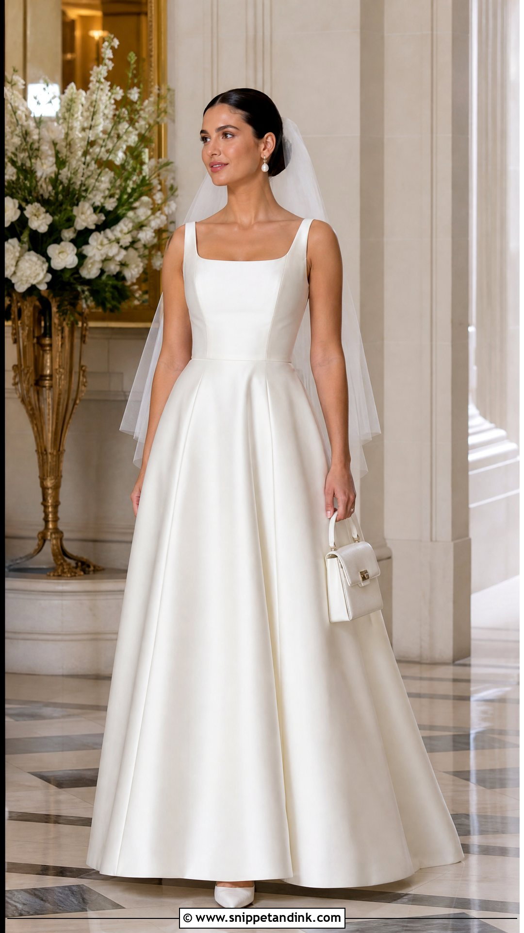 Off White Satin A Line Wedding Dress - Snippet and Ink - 20 Off White Wedding Dresses