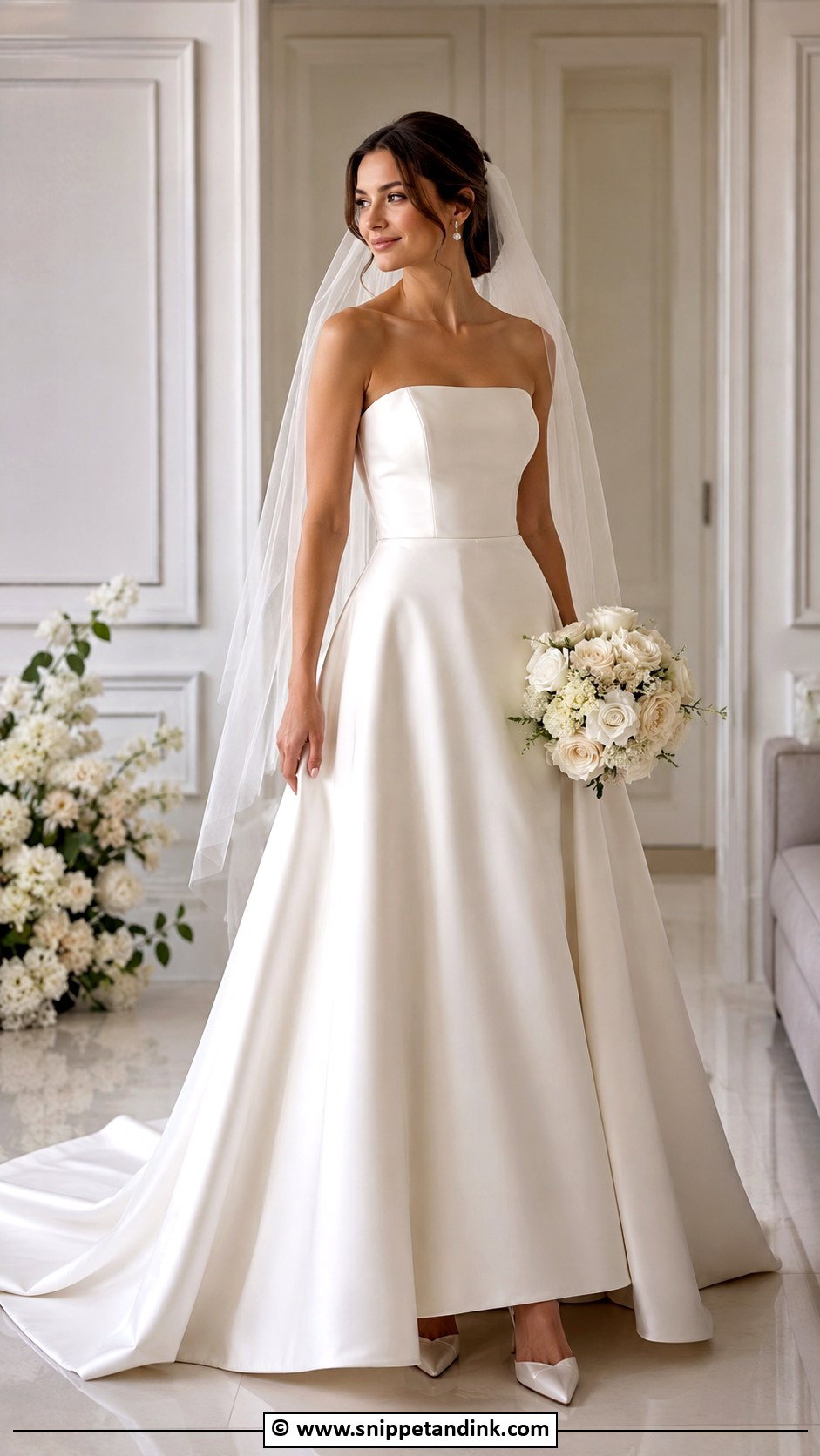 Off White Satin A Line Wedding Dress - Snippet and Ink - 30 Off White Wedding Dress Ideas